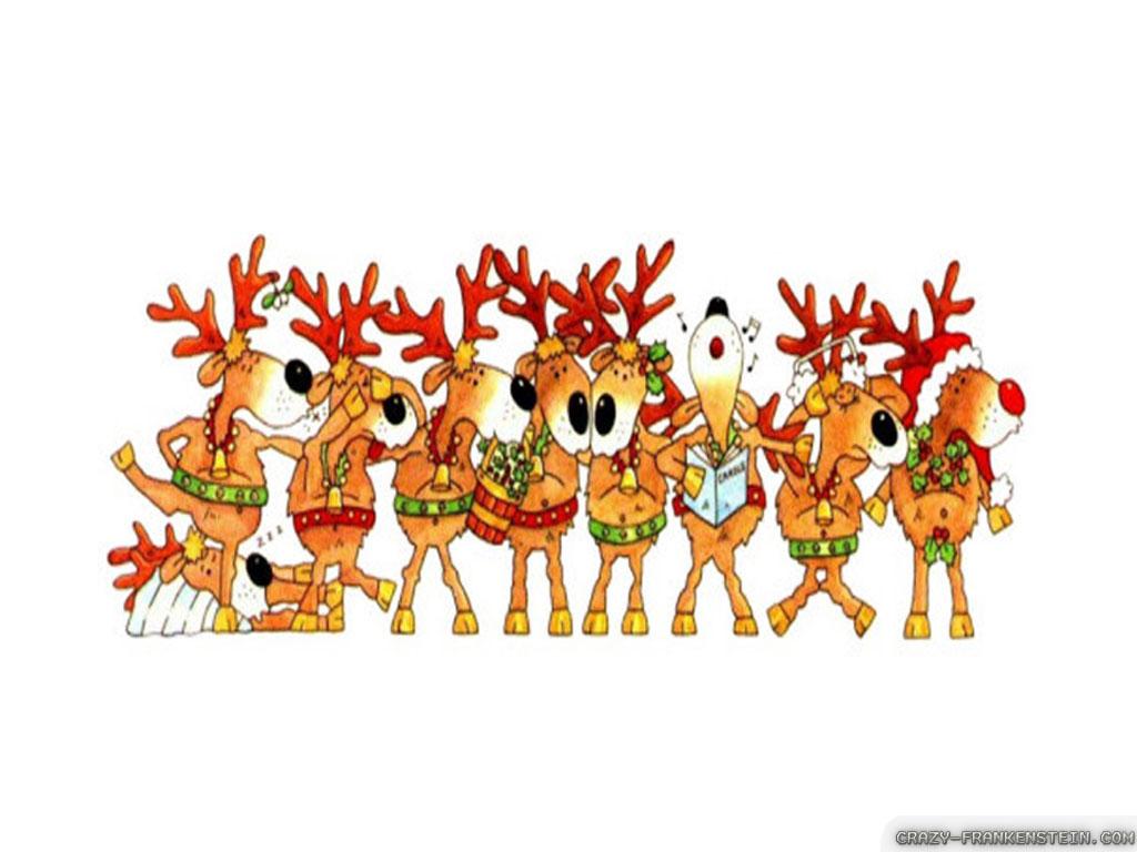 1024x768 Singing Reindeer Clipart