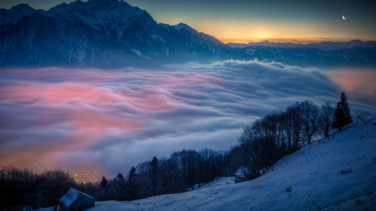 1244x700 Nature landscape beauty beautiful sky mountain city light fog wallpaperx900