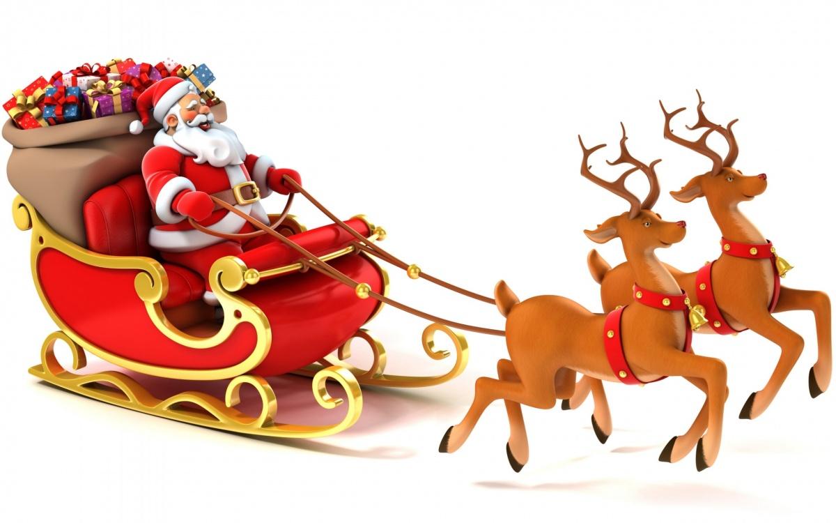 1200x750 Happy Santa And Reindeer Wallpaper For Desktop R9ra3n Clipart