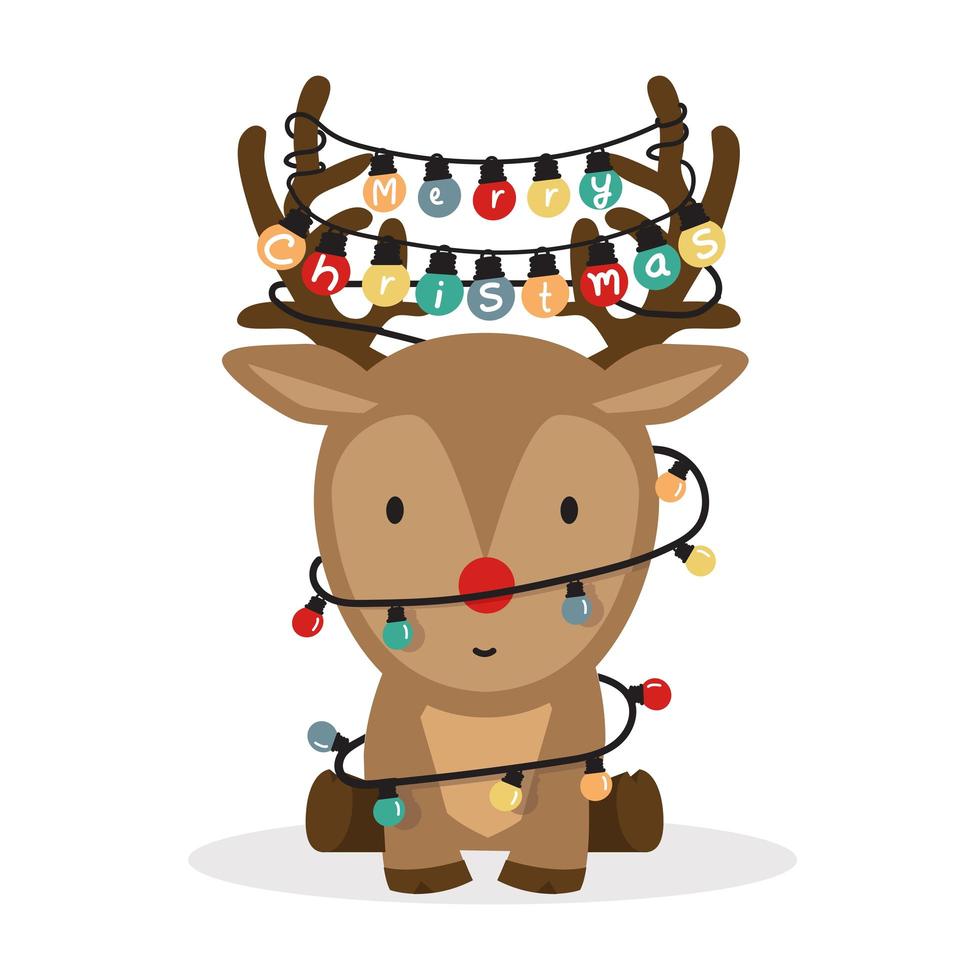 980x980 Cute cartoon reindeer with Christmas lights