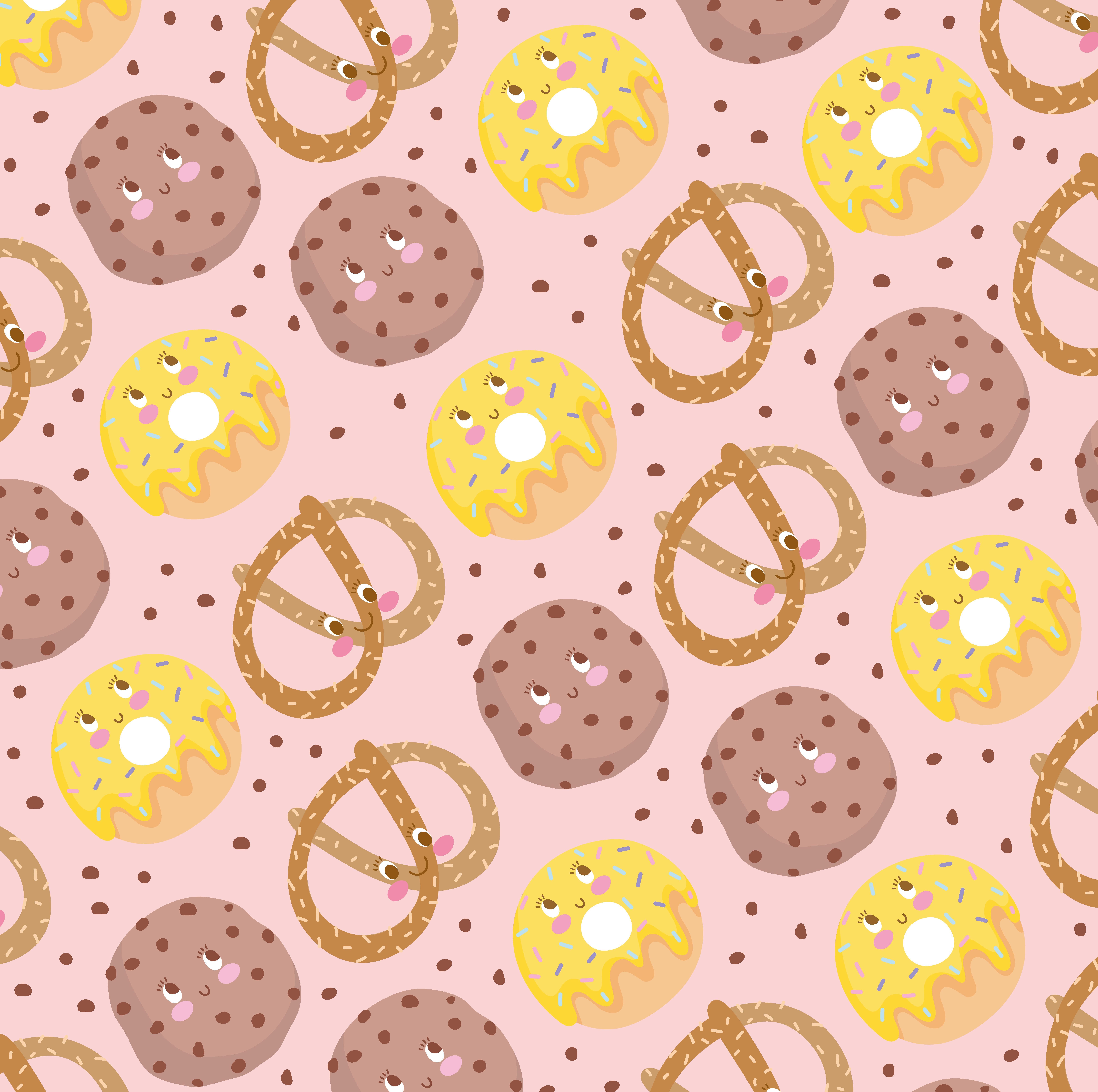 7903x7862 food pattern biscuit and donuts funny happy cartoon