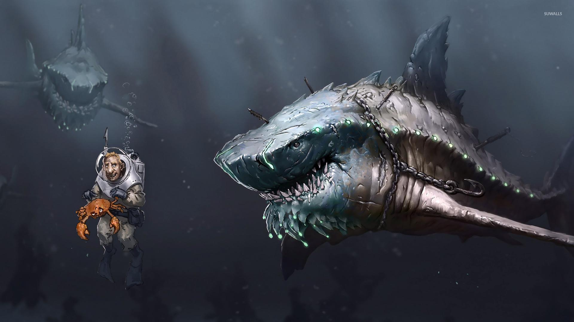 1920x1080 Free download Sharks Attacking The Diver wallpaper HD 365614 [1920x1080] for your Desktop, Mobile & Tablet. Explore Navy Diver Wallpaper. Navy Image Wallpaper, Navy Phone Wallpaper, US Navy Emblem Wallpaper
