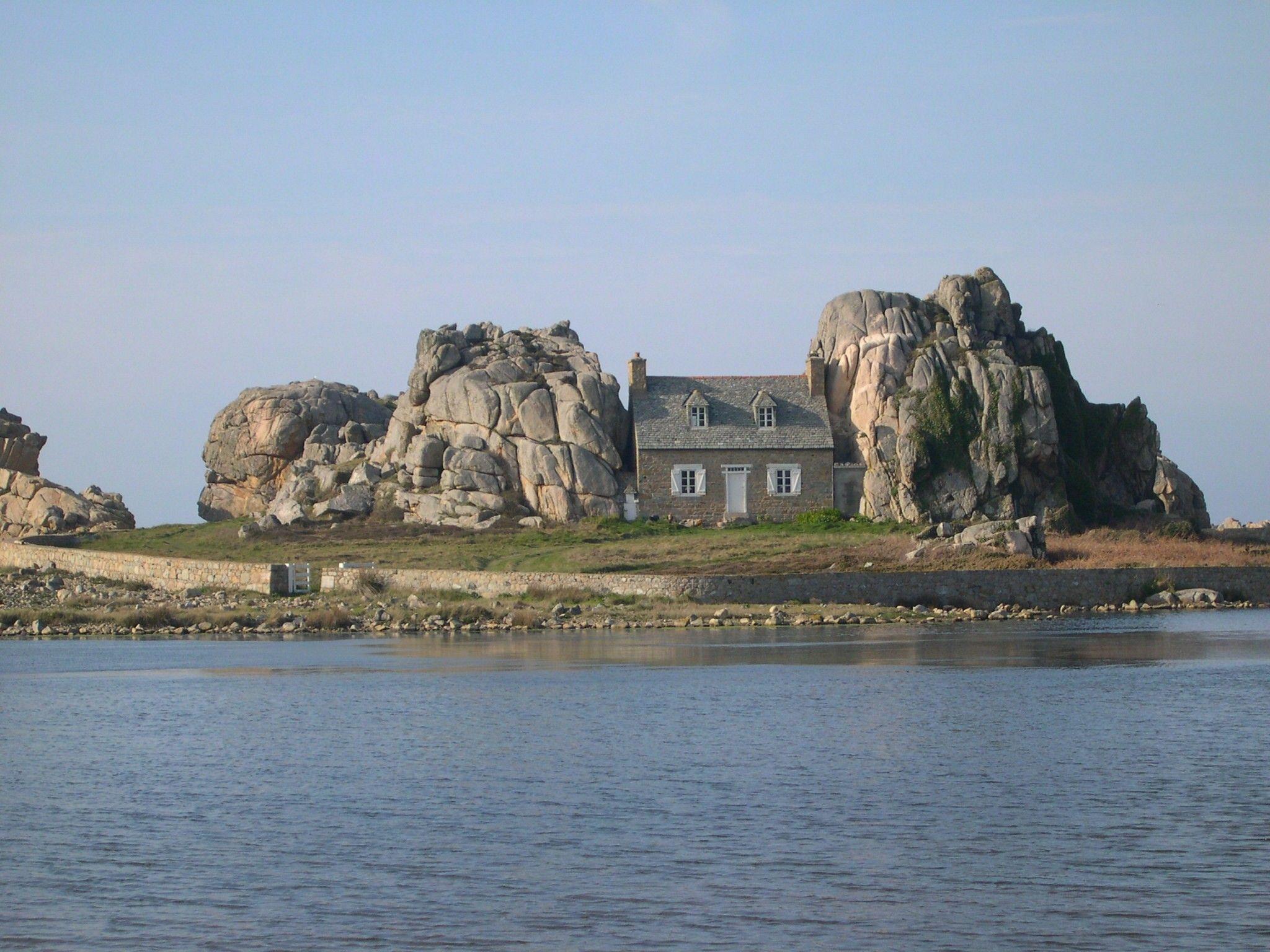 2048x1536 Houses: France Bretagne Rock House Nature Architecture Free Download