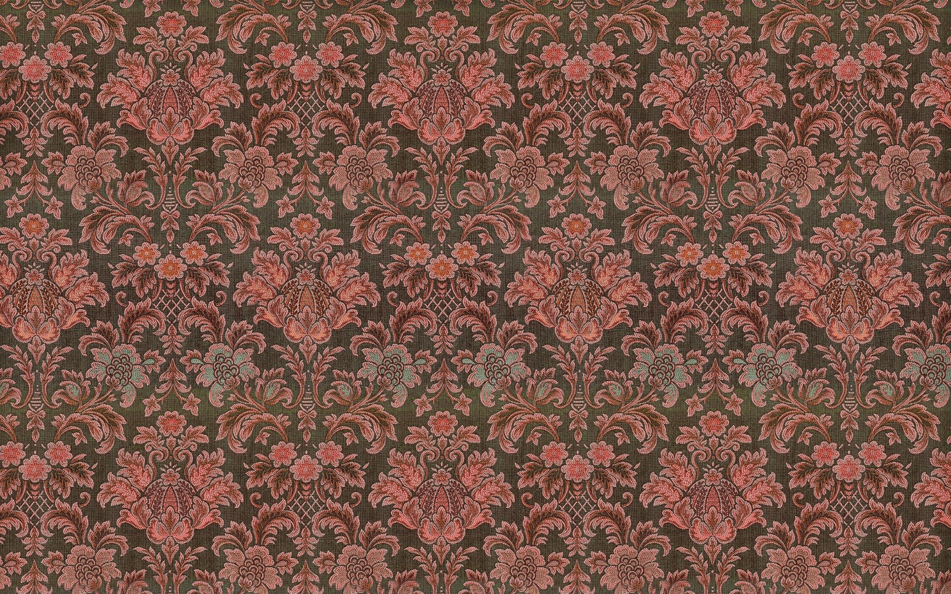 3840x2400 Download wallpaper purple damask pattern, 4k, vintage floral pattern, purple vintage background, floral patterns, background with flowers, purple retro background, vintage background, purple background, floral vintage pattern for desktop