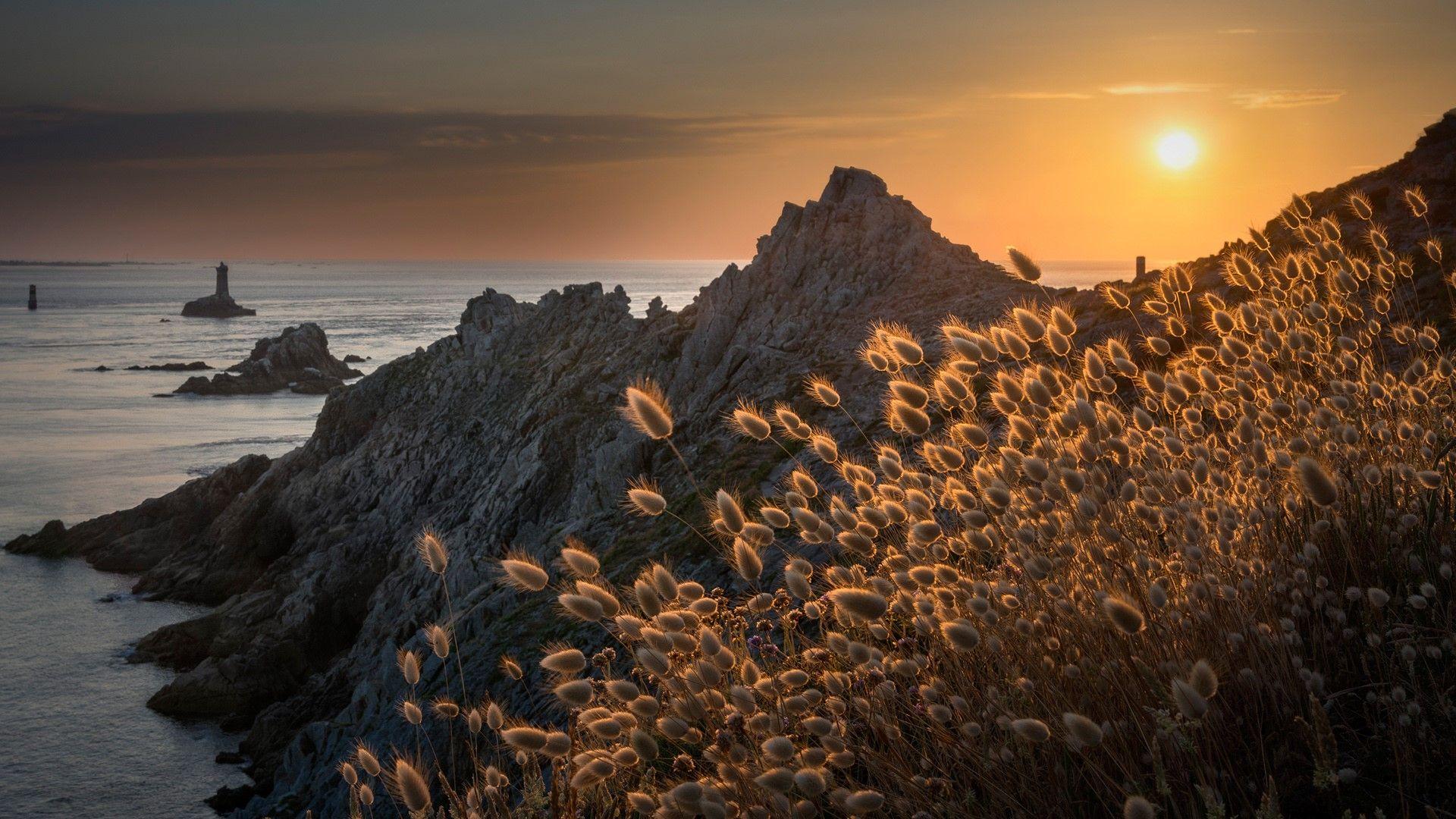 1920x1080 Pointe du Raz at sunset, Cap Sizun, Bretagne, France. Windows 10