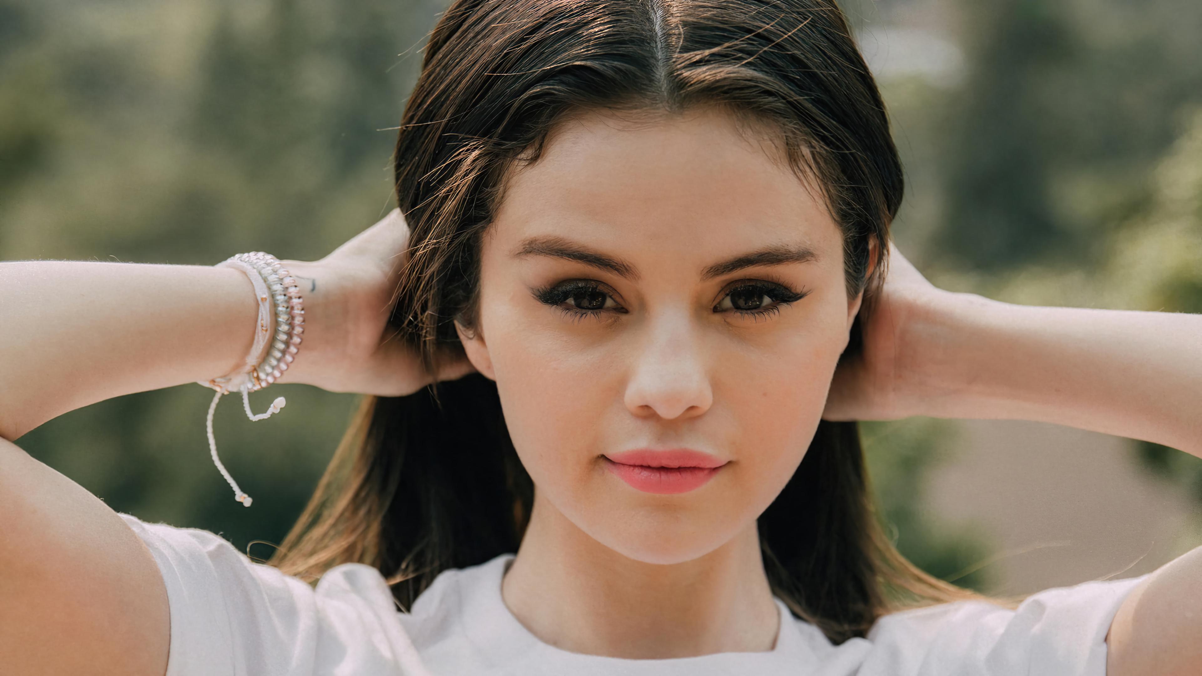 3840x2160 Selena Gomez Face with makeup Wallpaper 4k Ultra HD
