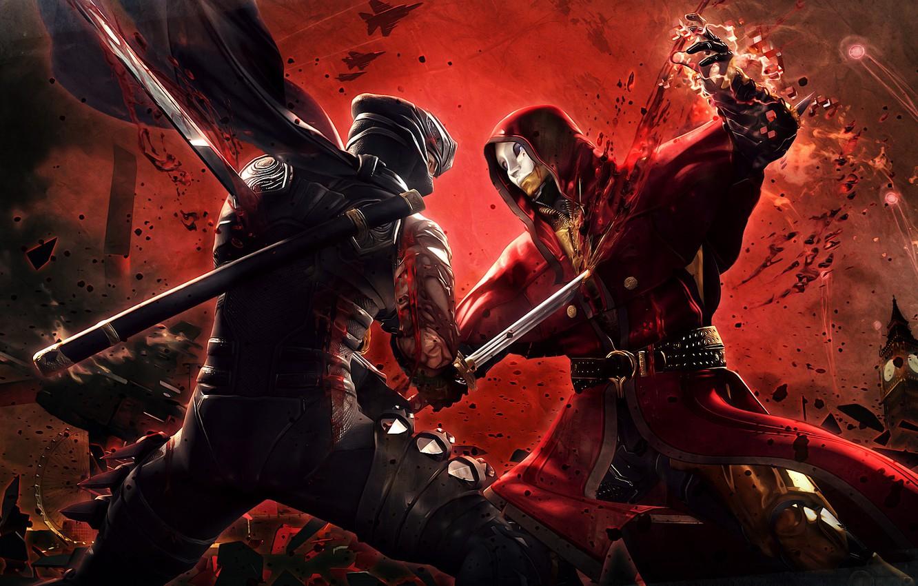 1332x850 Wallpaper sword, blood, phantom, battle, ninja, gaiden image for desktop, section игры
