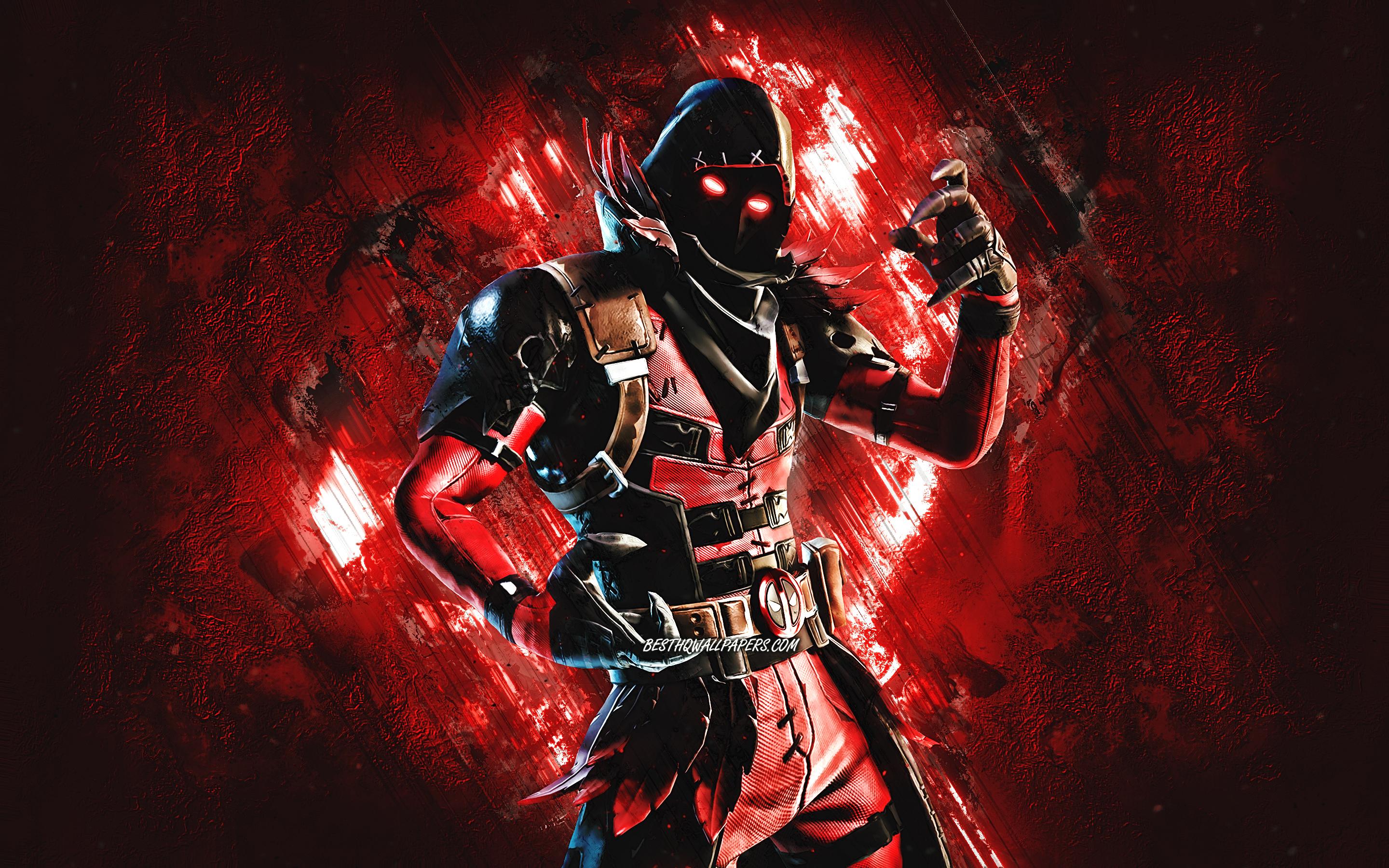 2880x1800 Download wallpaper Fortnite Ravenpool Skin, Fortnite, main characters, red stone background, Ravenpool, Fortnite skins, Ravenpool Skin, Ravenpool Fortnite, Fortnite characters for desktop with resolution 2880x1800. High Quality HD picture wallpaper