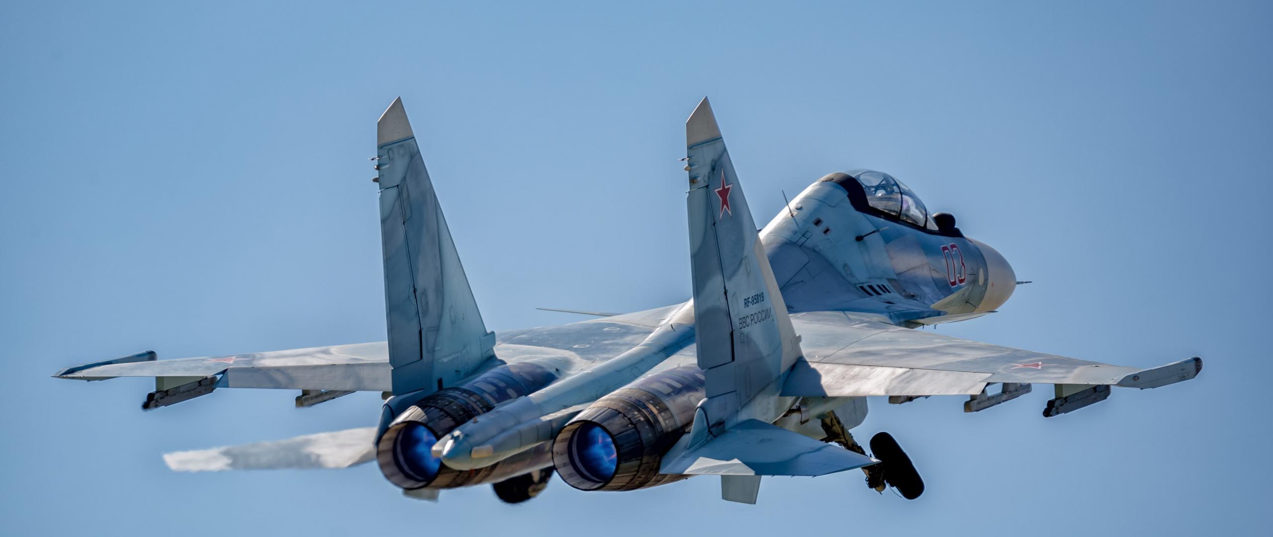 2560x1080 Download 2560x1080 wallpaper military, sky, sukhoi su- aircraft, dual wide, widescreen, 2560x1080 HD image, background, 3236
