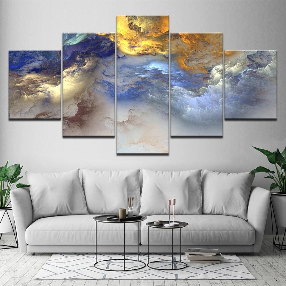 960x960 Canvas Painting Yellow blue grey abstract cloud 5 Pieces Wall Art Painting Modular Wallpaper Poster Print Home Decor. Painting & Calligraphy