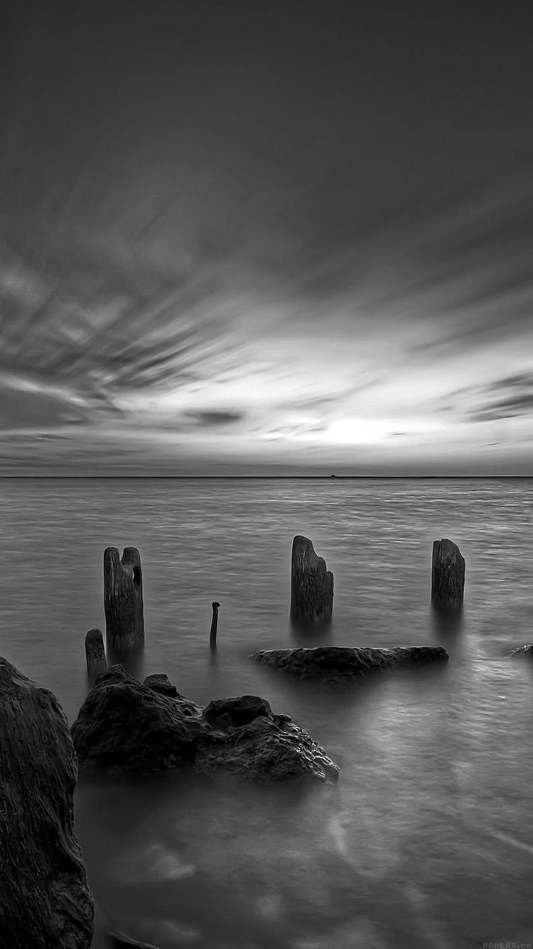 750x1334 iPhone X wallpaper. amazing ocean sea bw dark beach afternoon nature