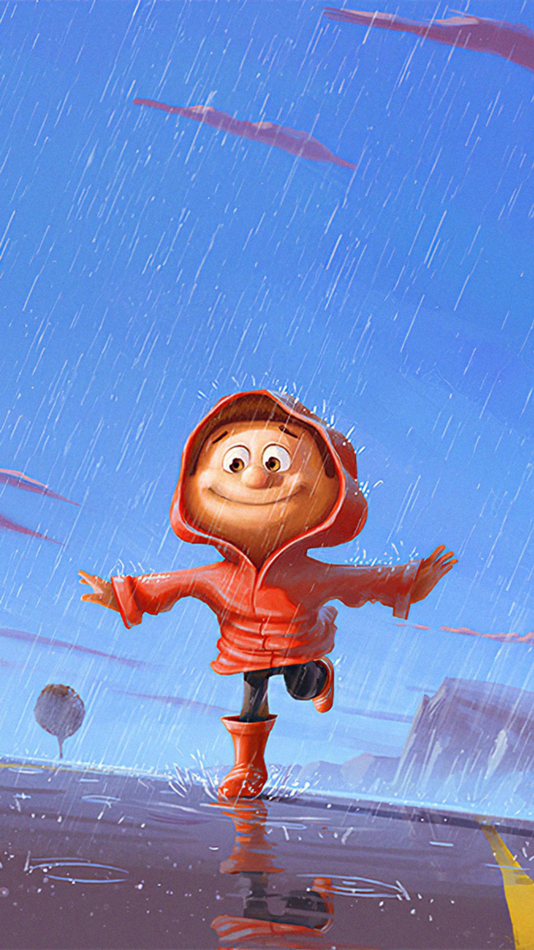 1080x1920 Child Playing In Rain Digital Art iPhone 6s, 6 Plus, Pixel xl , One Plus 3t, 5 HD 4k Wallpaper, Image, Background, Photo and Picture