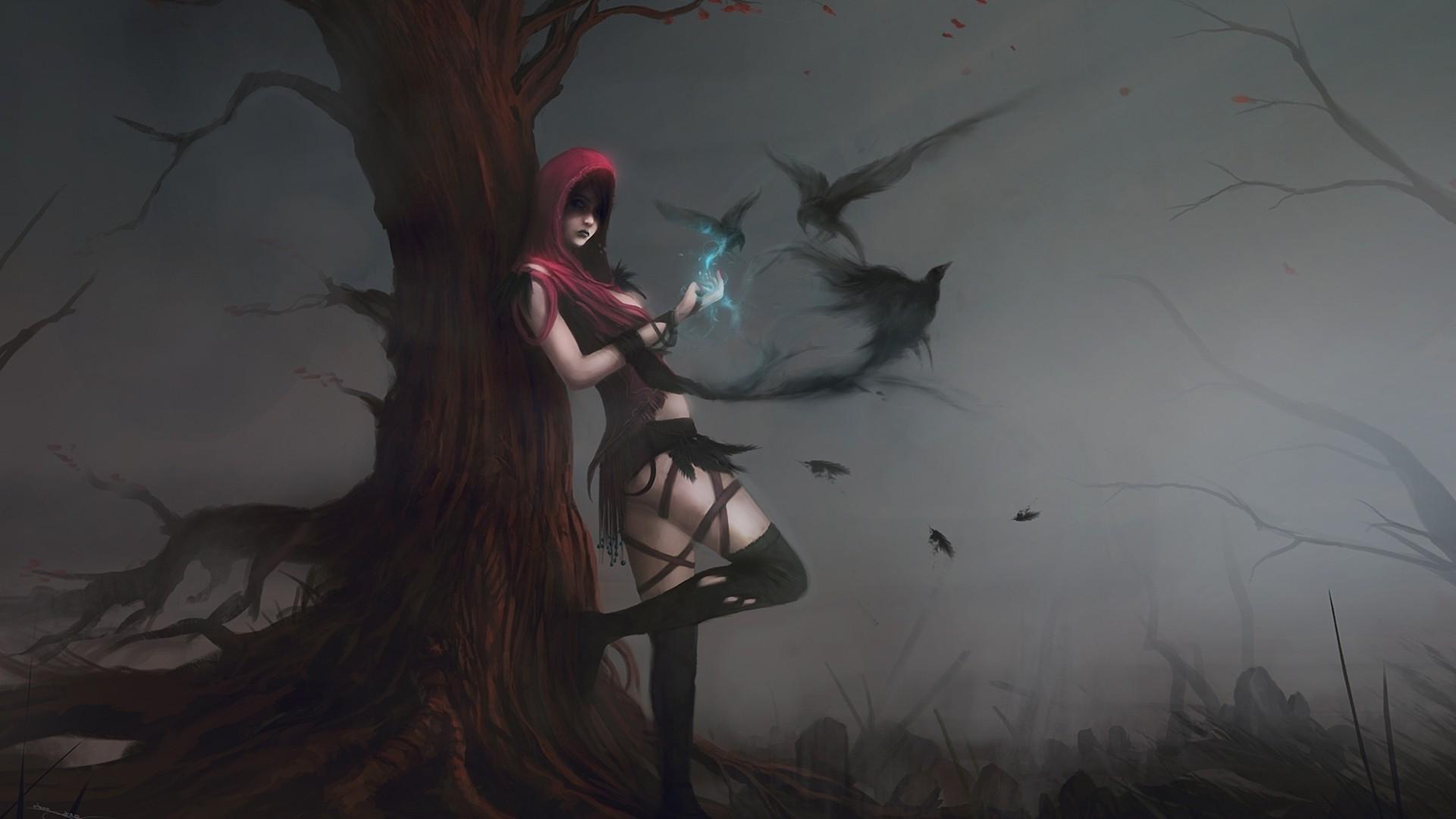 1920x1080 anime, Fantasy Art, Dragon Age, Birds, Magic, Morrigan Wallpaper HD / Desktop and Mobile Background