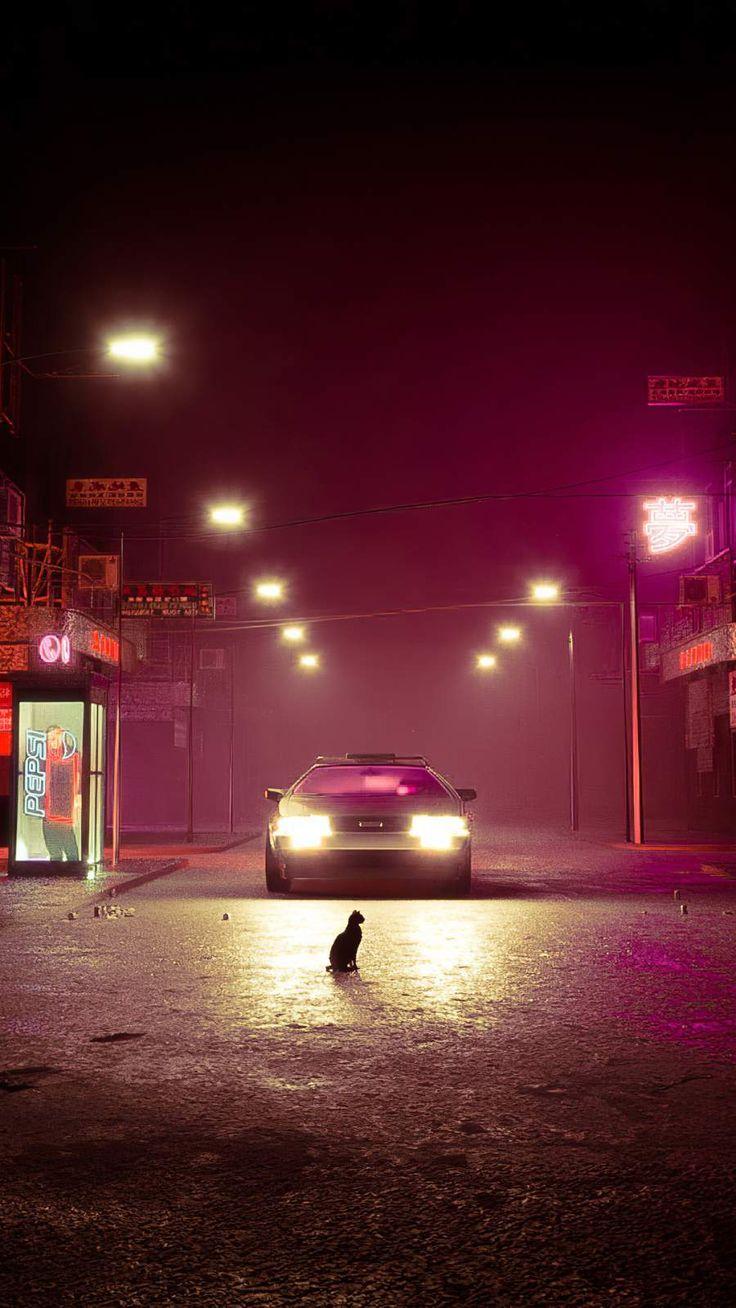 736x1308 Cat on Road iPhone Wallpaper. Mobile wallpaper, iPhone wallpaper, Delorean