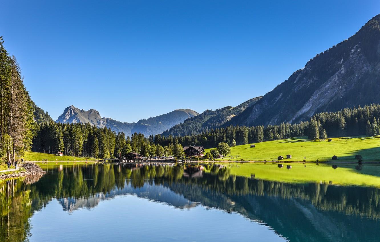 1332x850 Wallpaper forest, mountains, lake, reflection, Austria, Austria, Tyrol, Tyrol image for desktop, section пейзажи