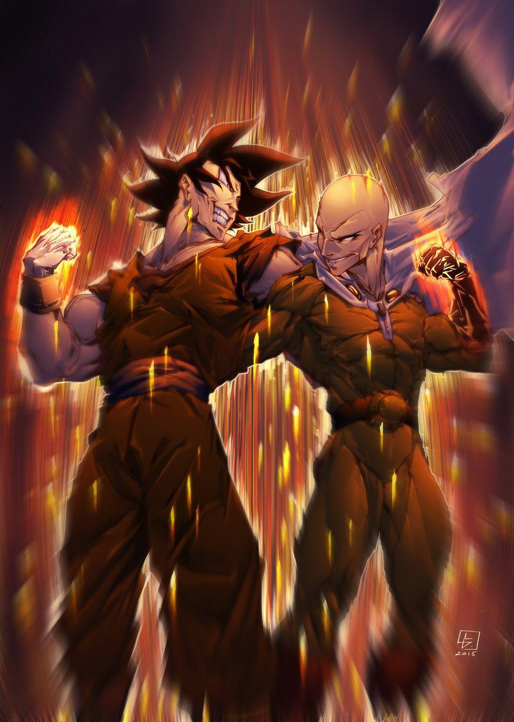 1024x1440 Saitama Vs Goku Wallpaper