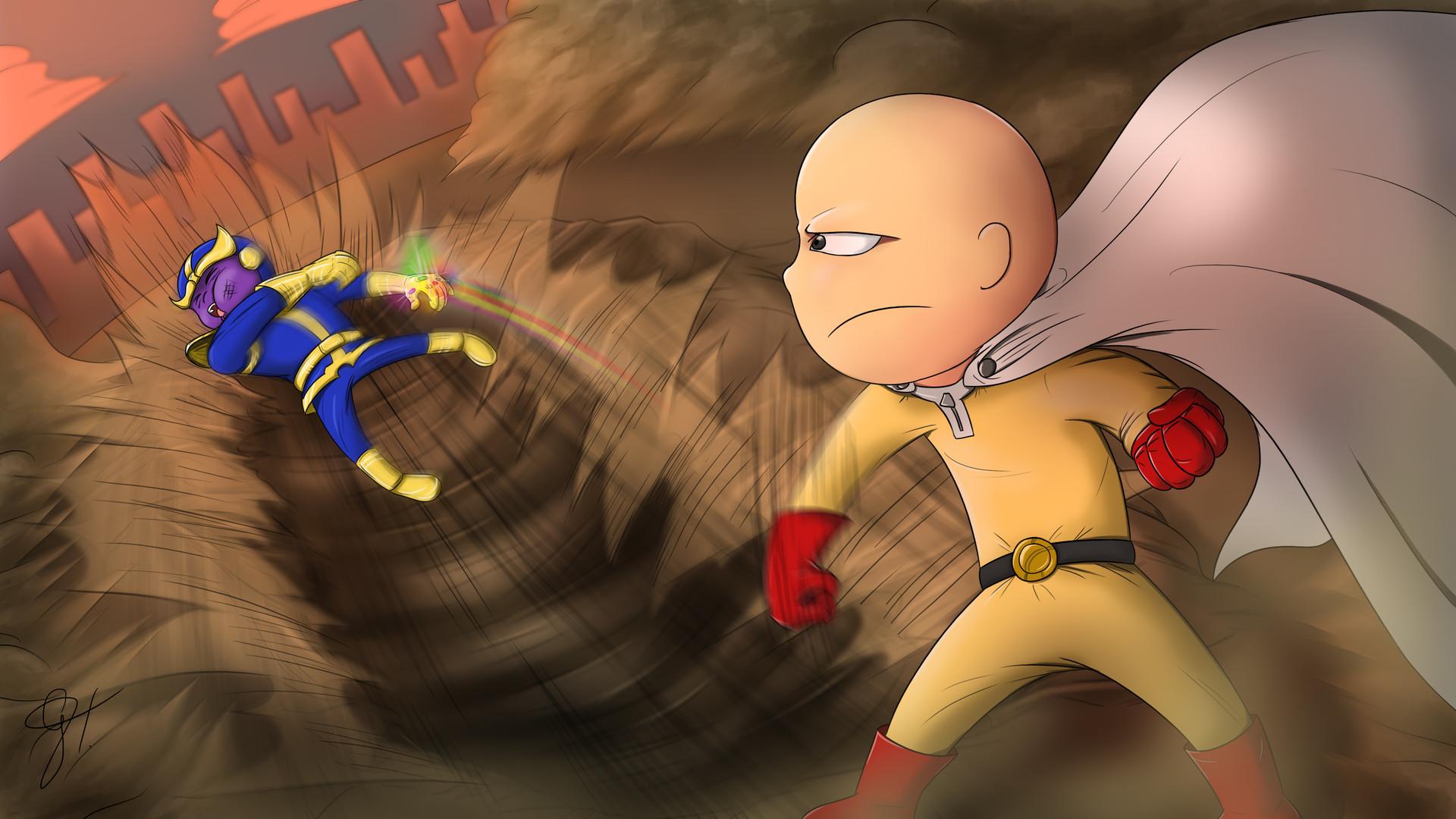 1920x1080 Saitama vs Thanos [One Punch Man & Avengers], Giovanni Thales