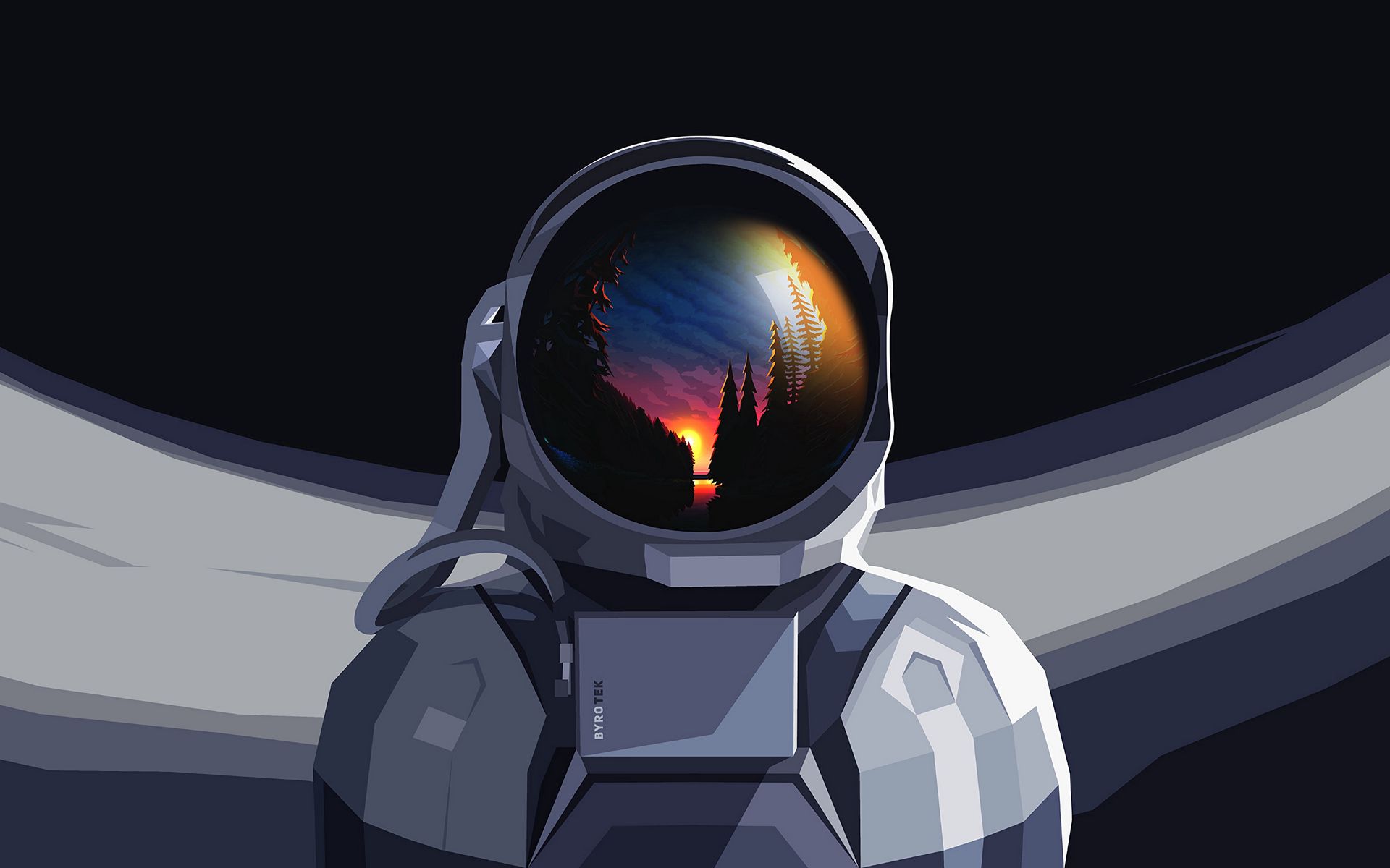 1920x1200 Astronaut with landscape reflected in helmet Wallpaper Full HD