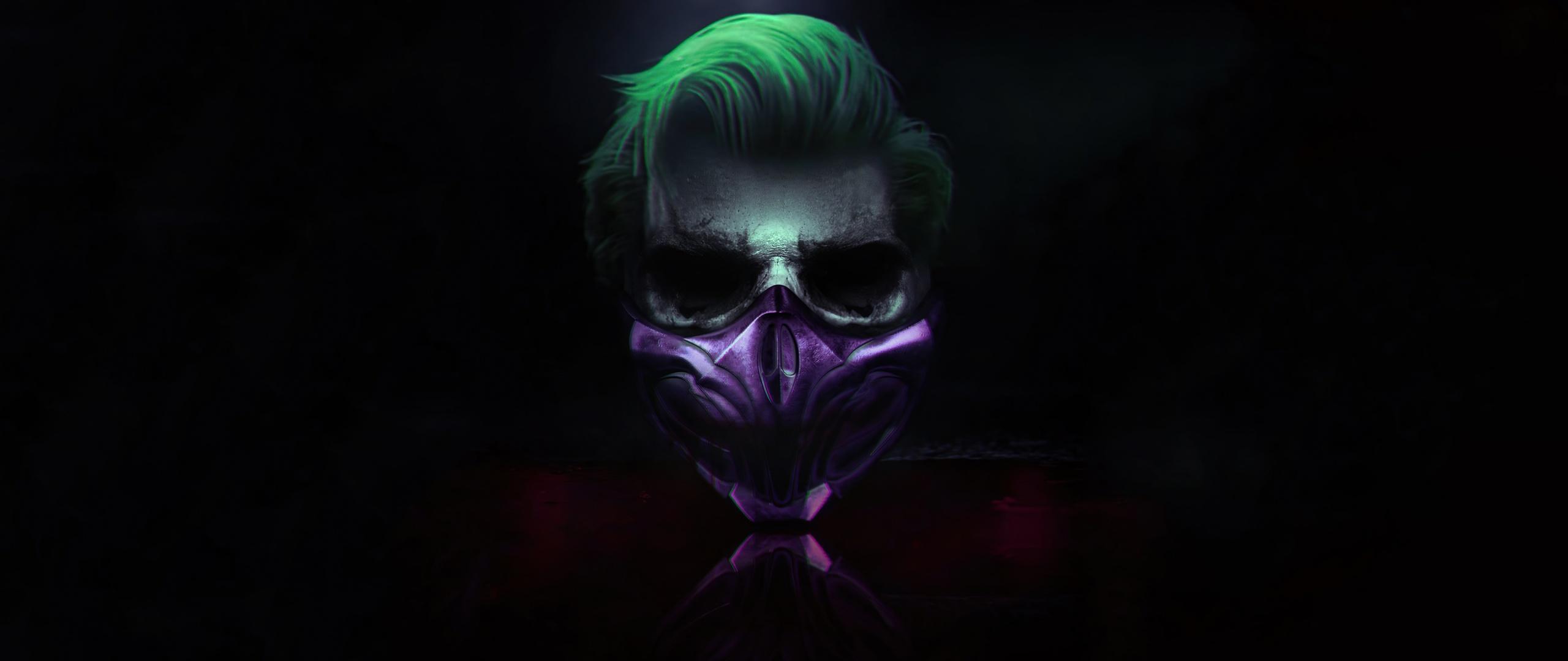 2560x1080 Joker Wallpaper 4K, Mask, Cyberpunk, Dark background, Graphics CGI