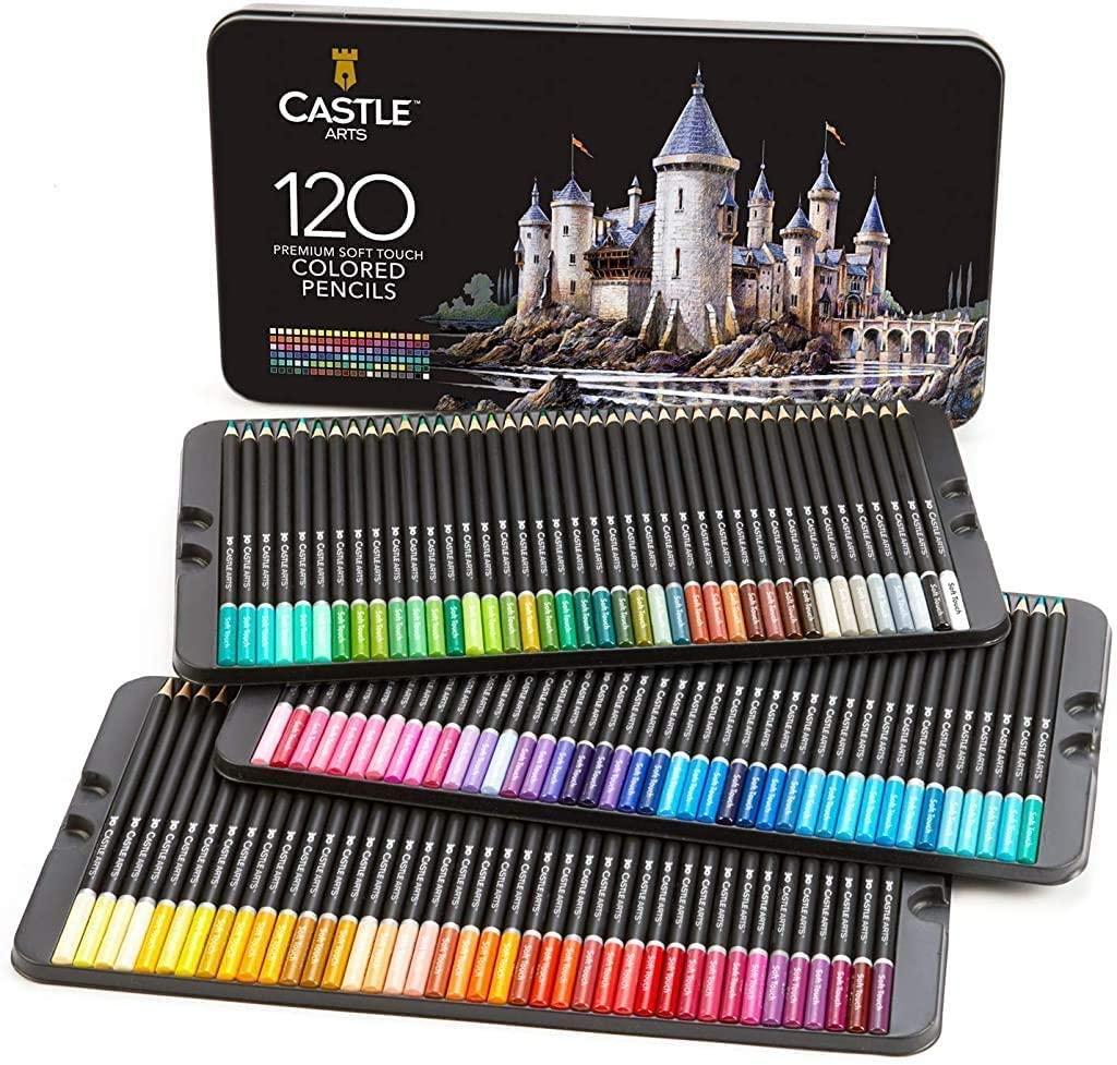 1024x977 Amazon.com : Castle Art Supplies 120 Colored Coloring Pencils Set for Adults Artists Professional. Featuring soft series core for expert layering blending shading drawing. Perfect for coloring books : Arts, Crafts & Sewing