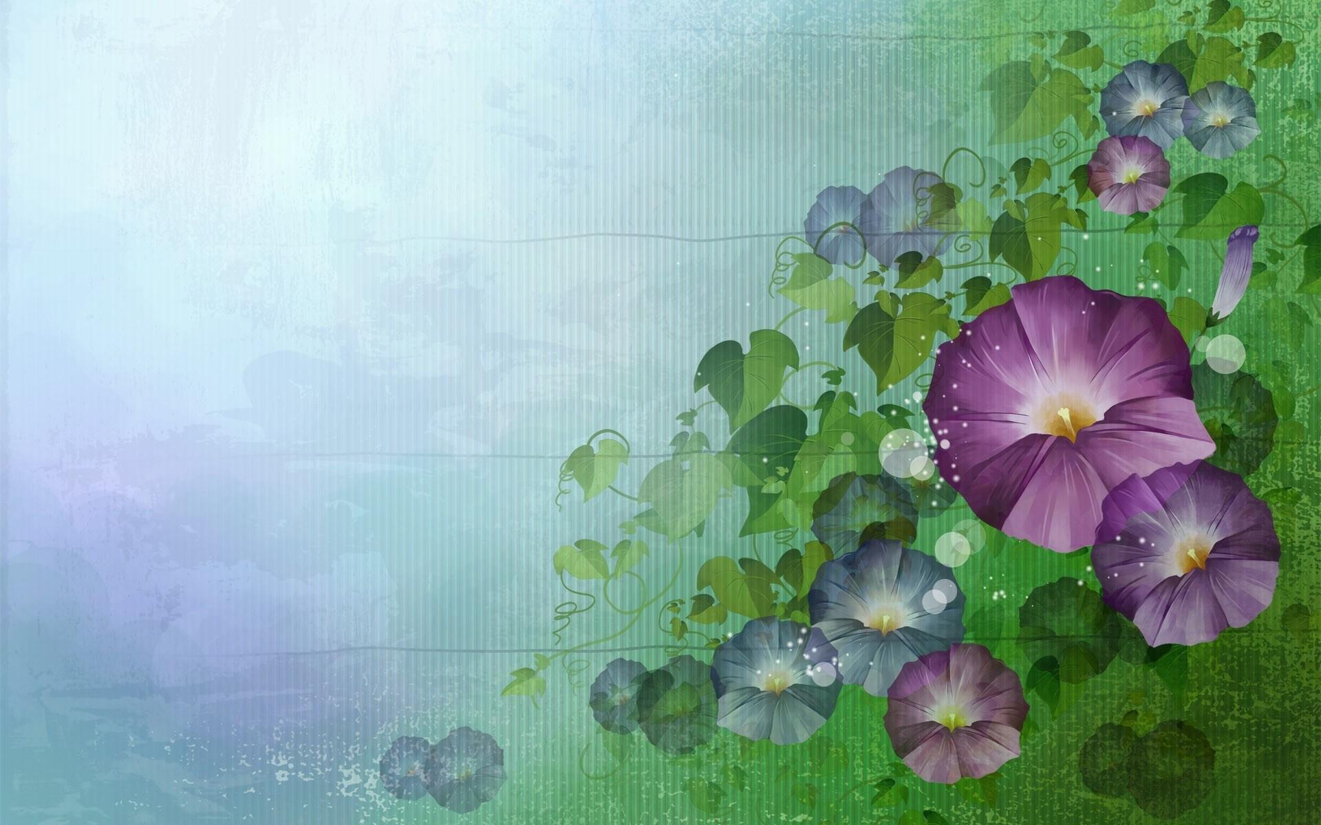 1920x1200 Leaves Blue & Purple Flowers desktop PC and Mac wallpaper