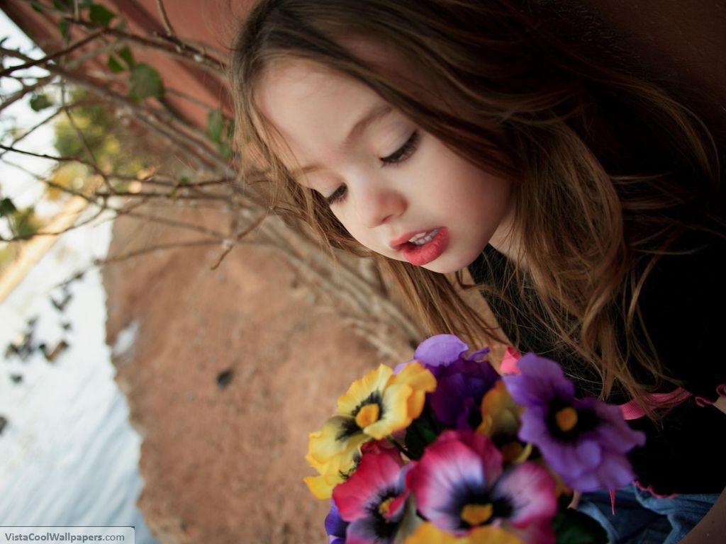 1024x768 Sweet Baby Girls Child Wallpaper Girls With Flowers HD Wallpaper