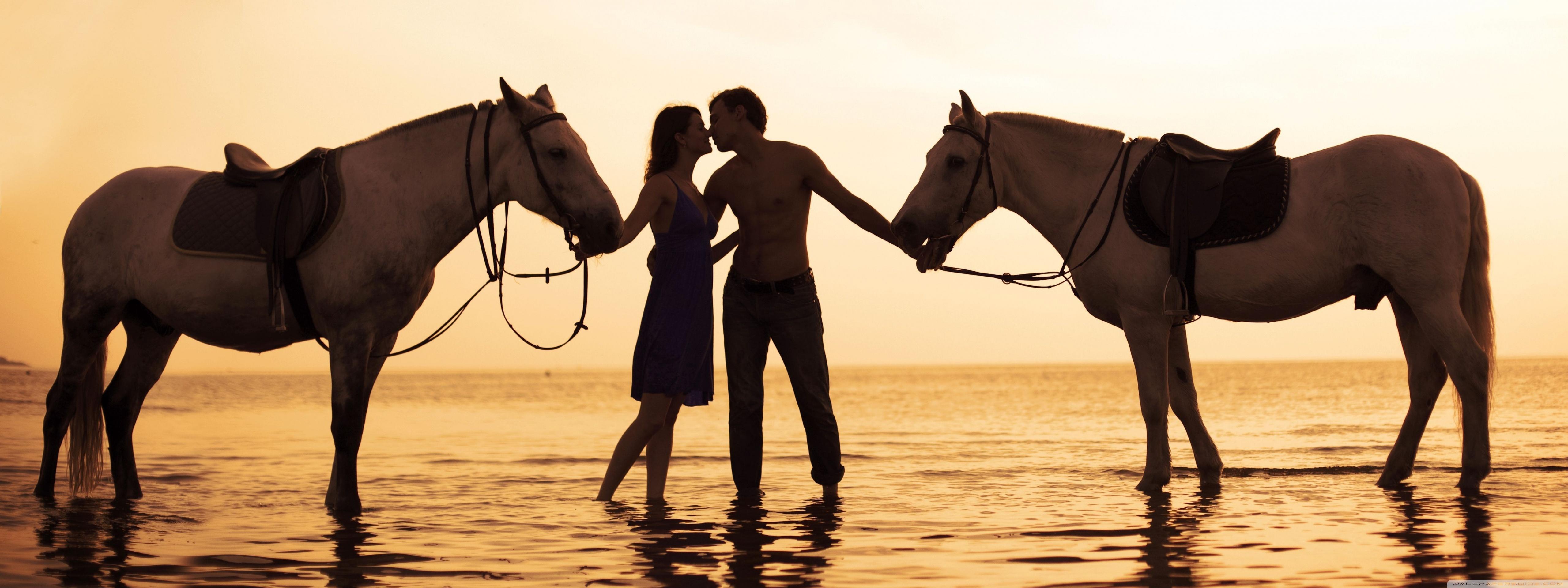5120x1920 Valentine's Day Horse Wallpaper