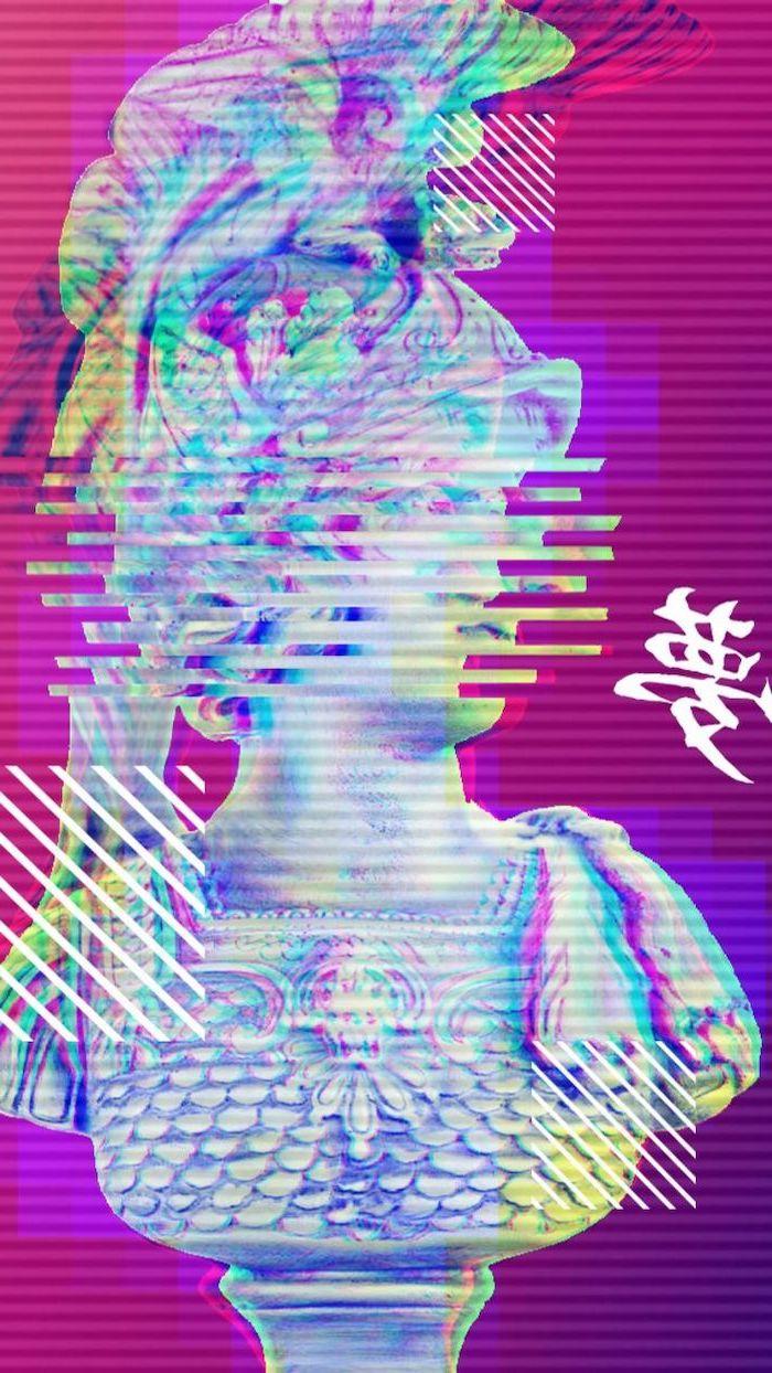 700x1244 Photograph Of A Bust Sculpture, With A Rendering Filter, Aesthetic Background HD Wallpaper