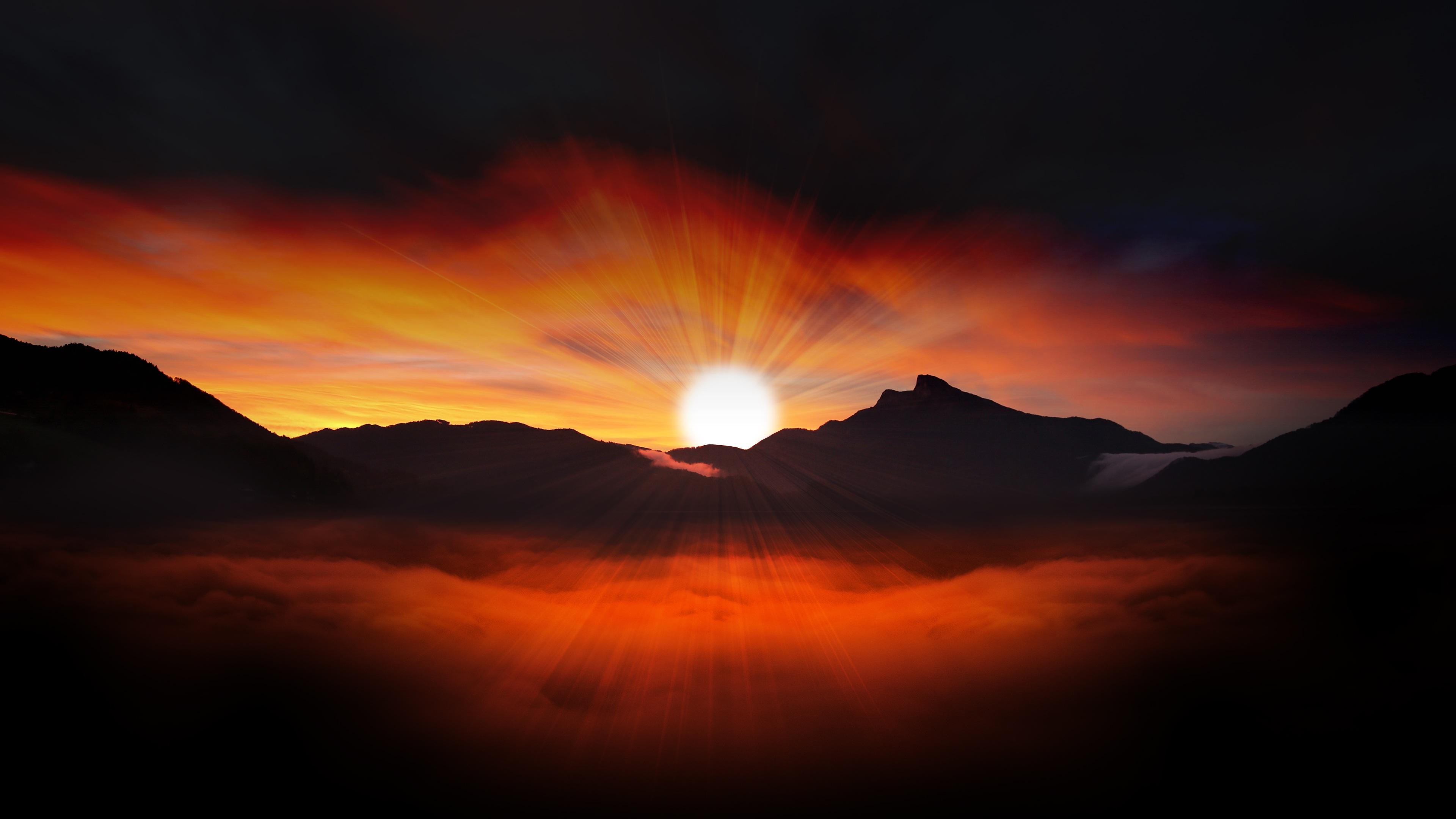 3840x2160 Wallpaper 4k Sunset Landscape Evening Sky 4k Wallpaper