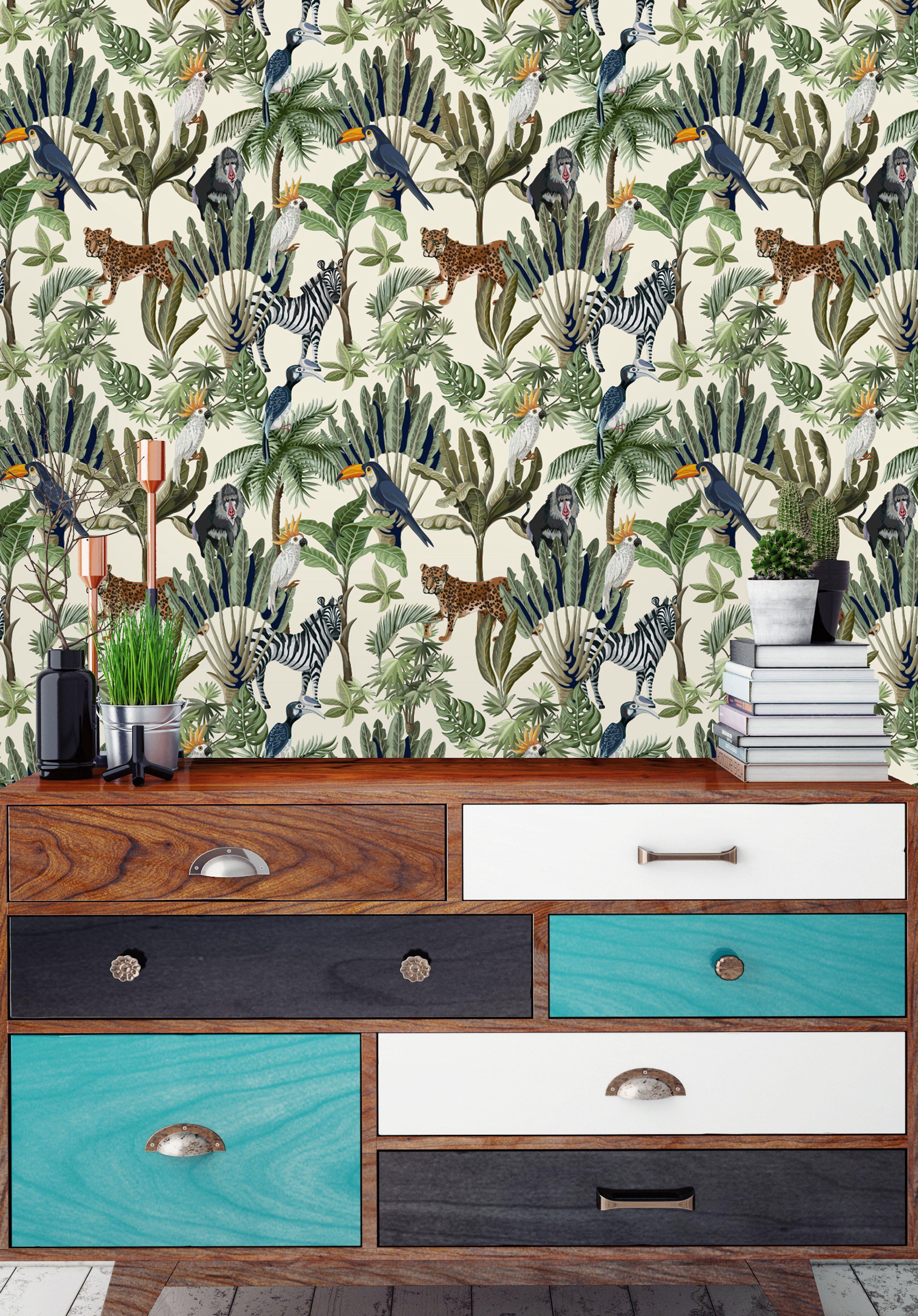 3119x4472 Vintage Safari Animals Peel and Stick Wallpaper