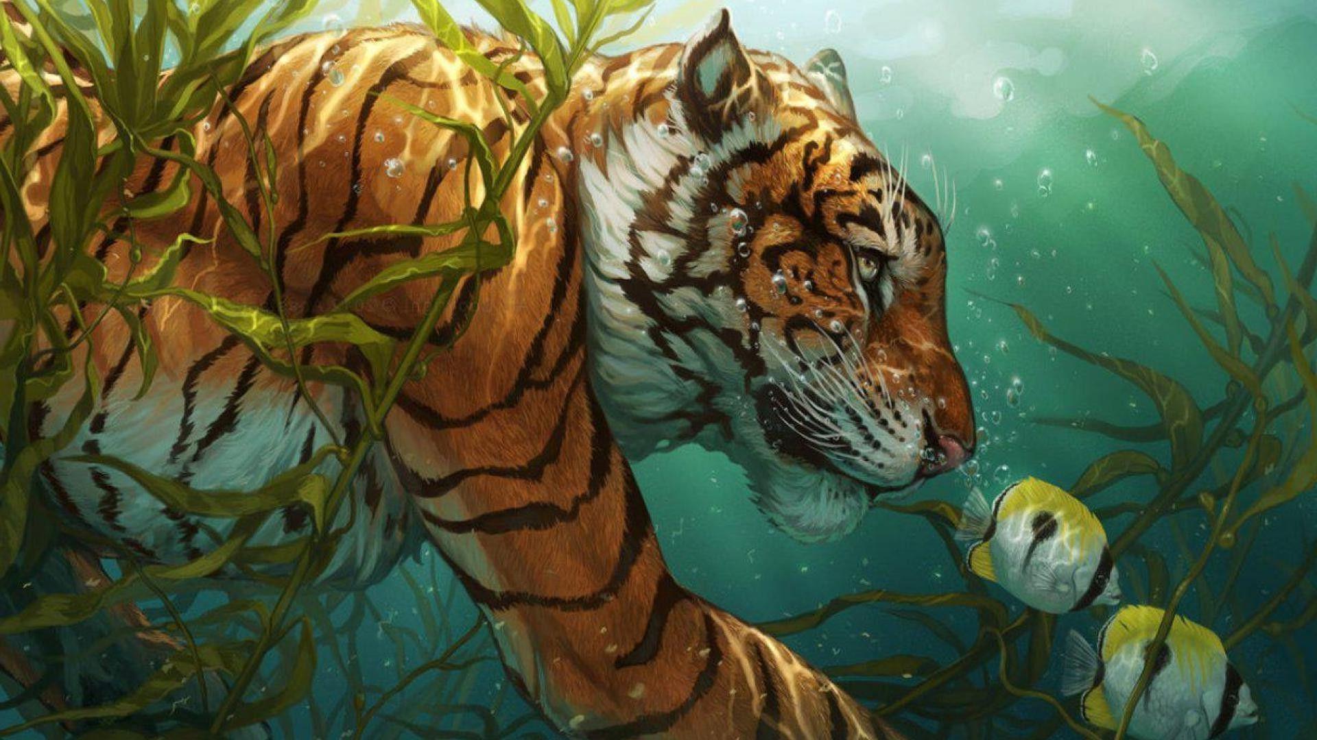 1920x1080 Tiger Art Wallpaper