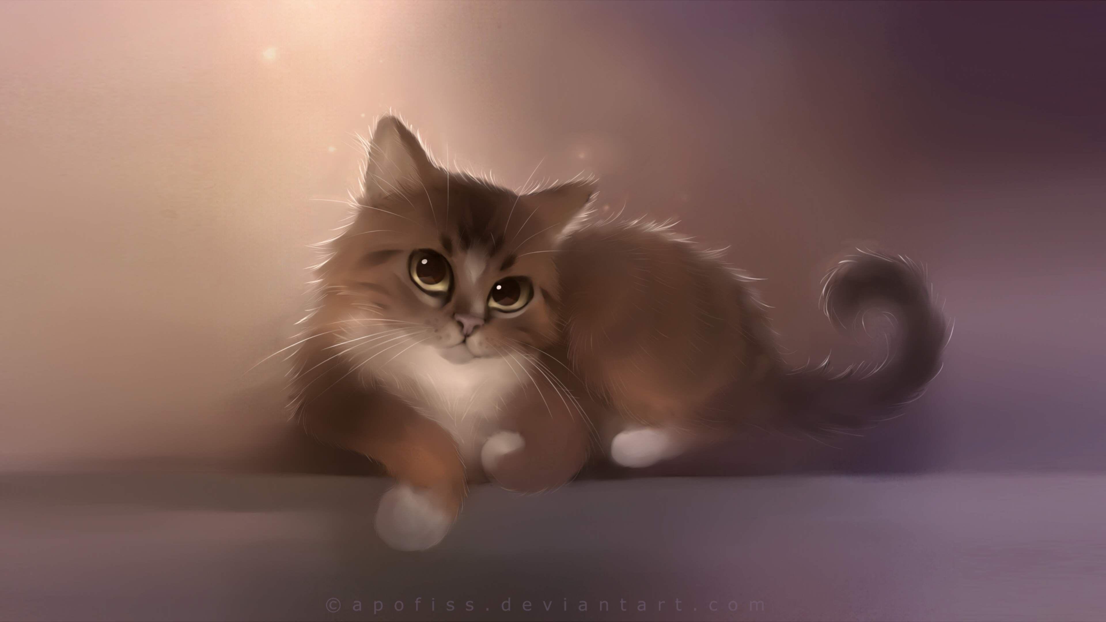 3840x2160 Cat Painting Wallpaper