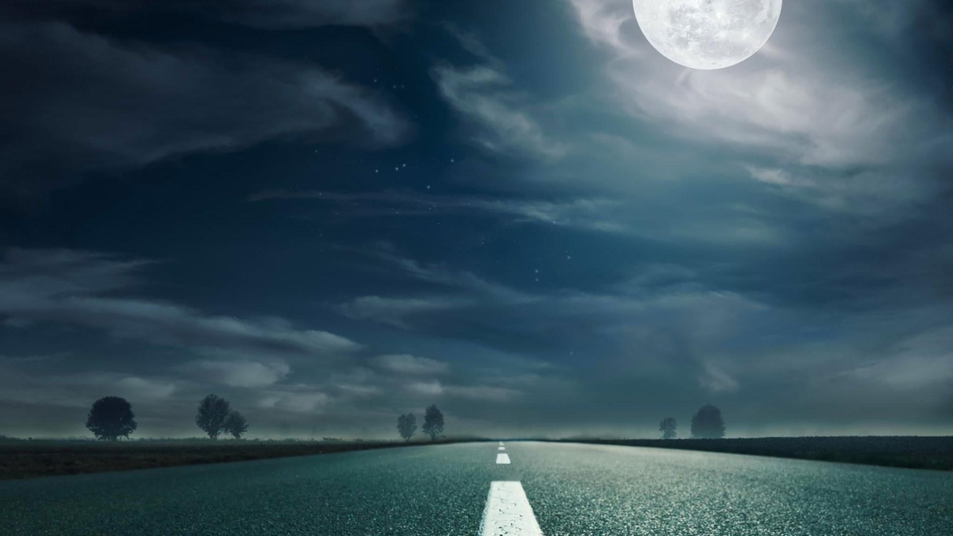 1920x1080 Moon wallpaper, Landscape, nature, highway, road • Wallpaper For You HD Wallpaper For Desktop & Mobile