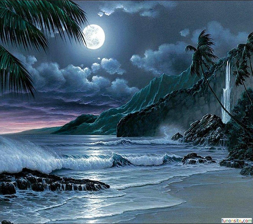 Blue Landscape Moon Wallpapers - Top Free Blue Landscape Moon ...