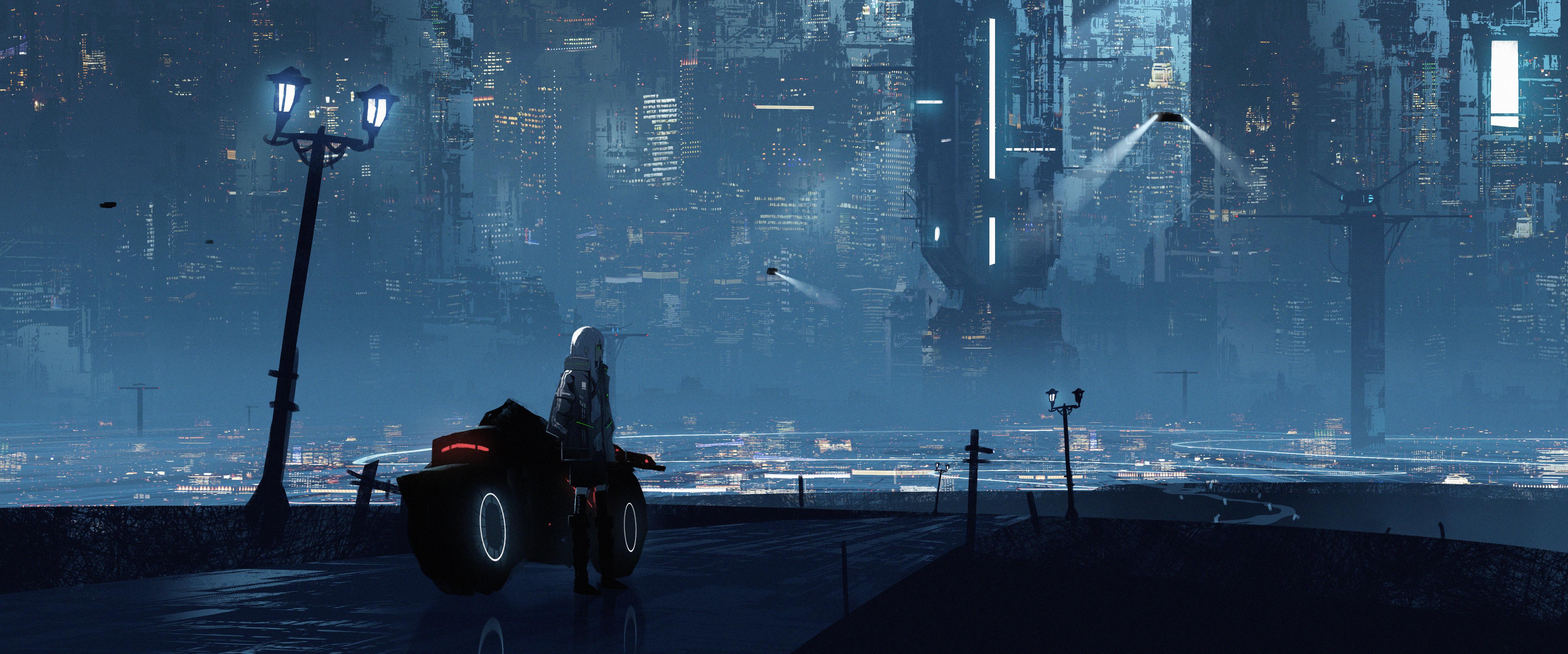 5000x2084 Cyberpunk City Anime Girl 5k, HD Anime, 4k Wallpaper, Image, Background, Photo and Picture