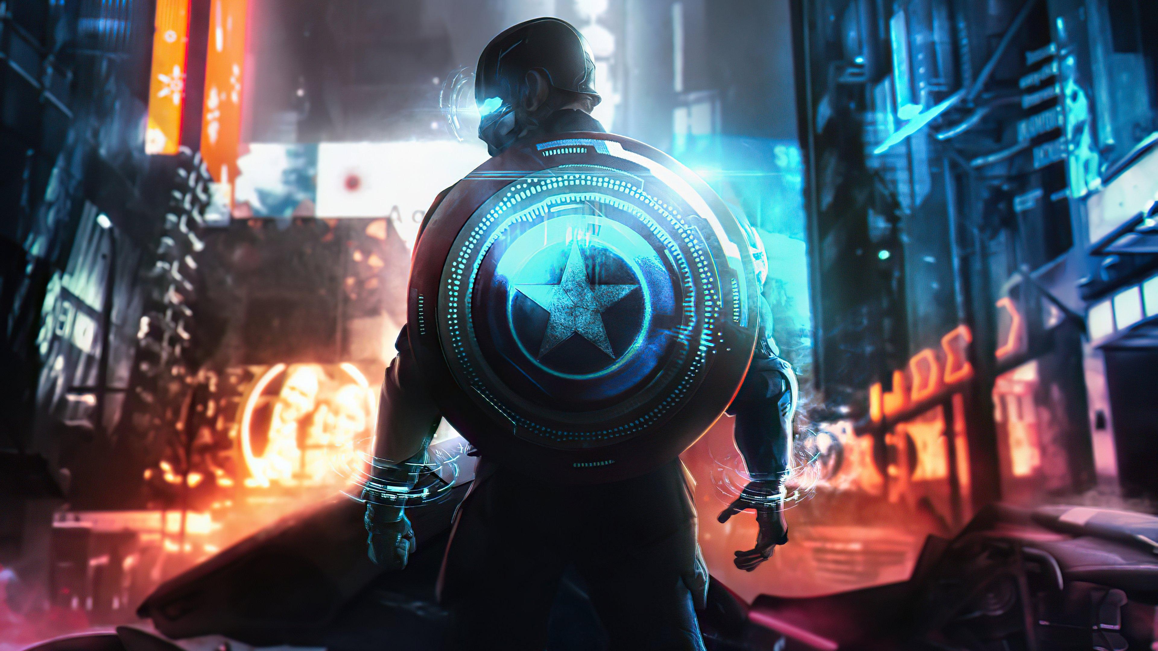 3840x2160 Captain America Cyberpunk Wallpaper 5k Ultra HD