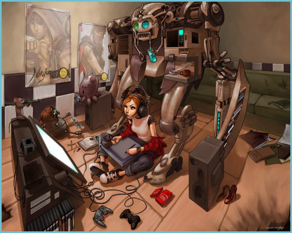 1241x993 Anime Gamer Girl Wallpaper On Gamer Girl Wallpaper