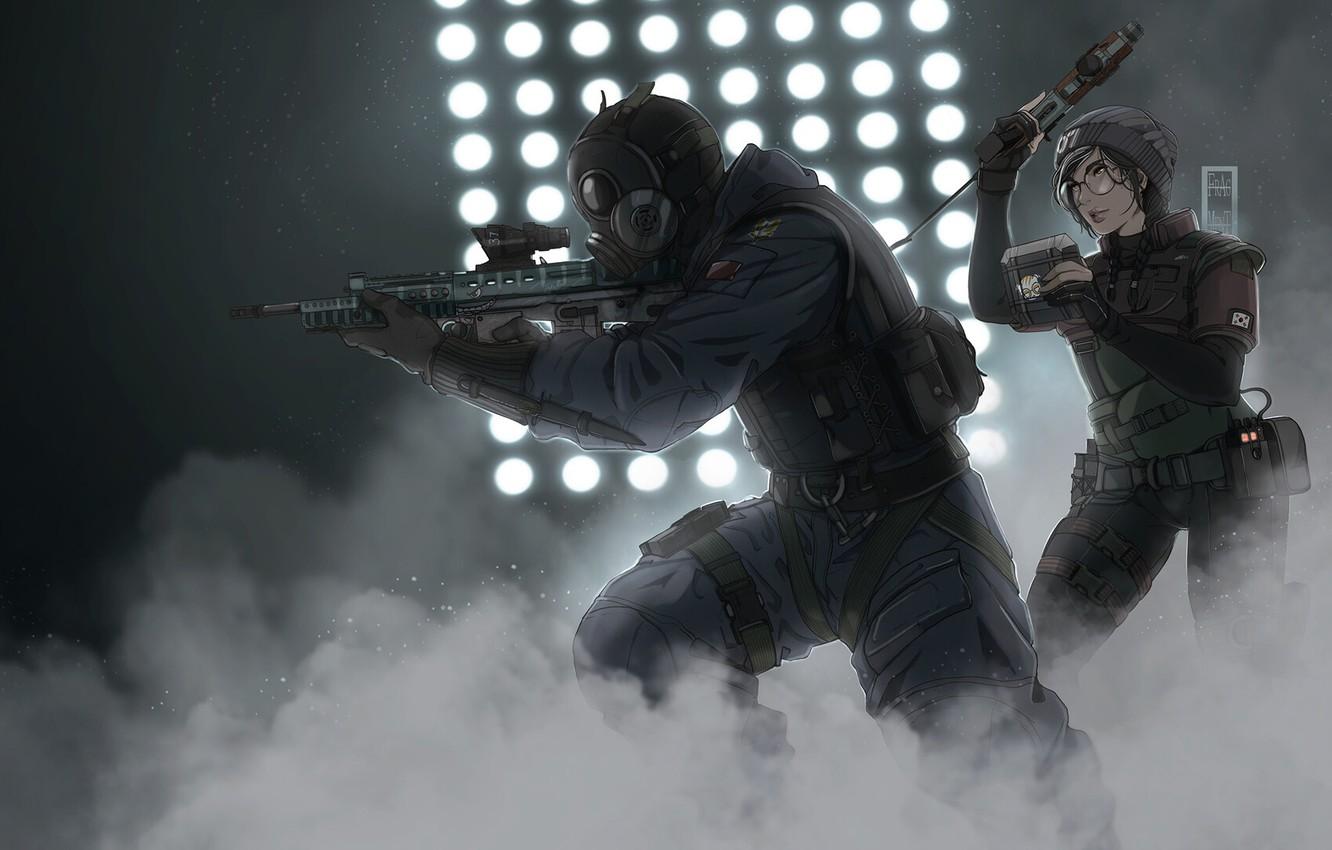 1332x850 Wallpaper Girl, Girl, Gas mask, Soldiers, Weapons, Machine, Male, SWAT, Illustration, Weapon, Man, Special forces, Soldier, Automatic, Special Forces, Gas Mask image for desktop, section фантастика
