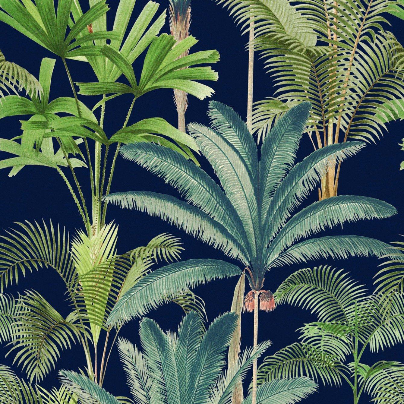 1340x1340 Sample Palmeras Wallpaper in Anthracite from the Palm Springs Collecti