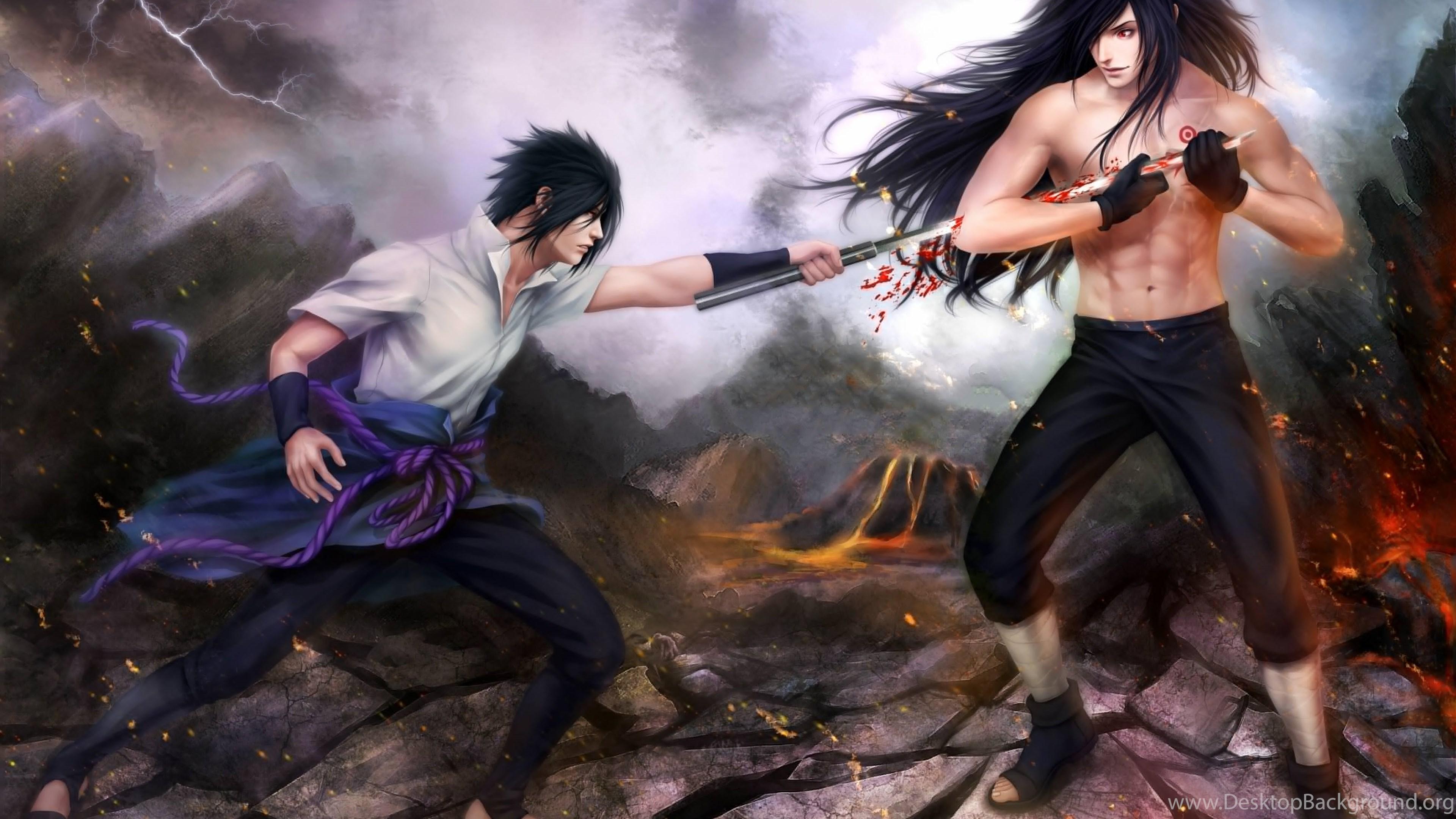 3840x2160 Art Naruto Sasuke Uchiha Madara Uchiha Battle Wallpaper. Desktop Background