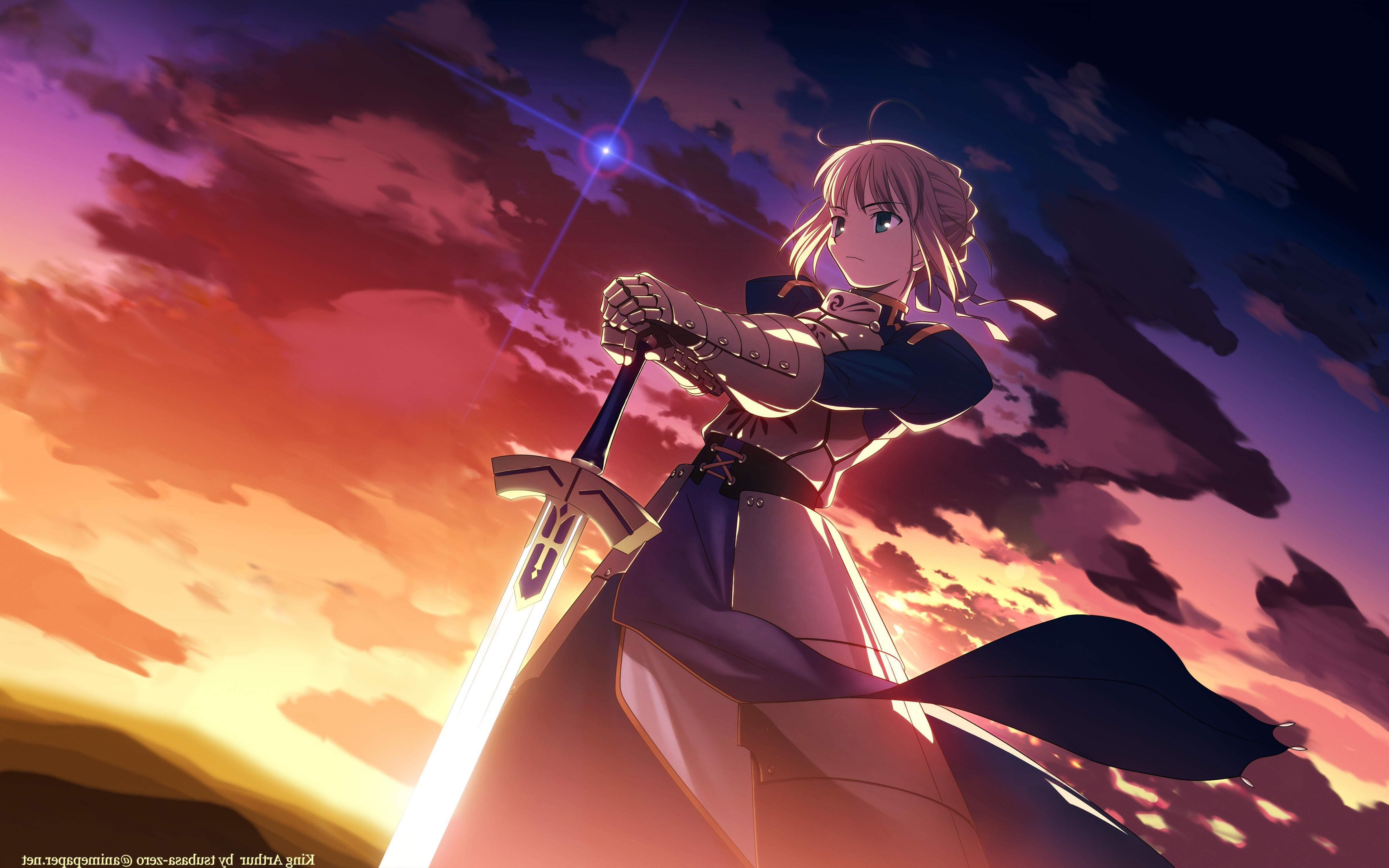 Saber, guerra, swords, anime, HD wallpaper