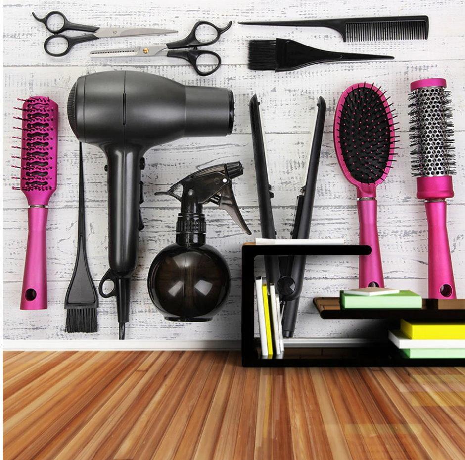 940x930 Hair Salon Hairdresser Tools Equipment Wallpaper Mural for Beauty Shop