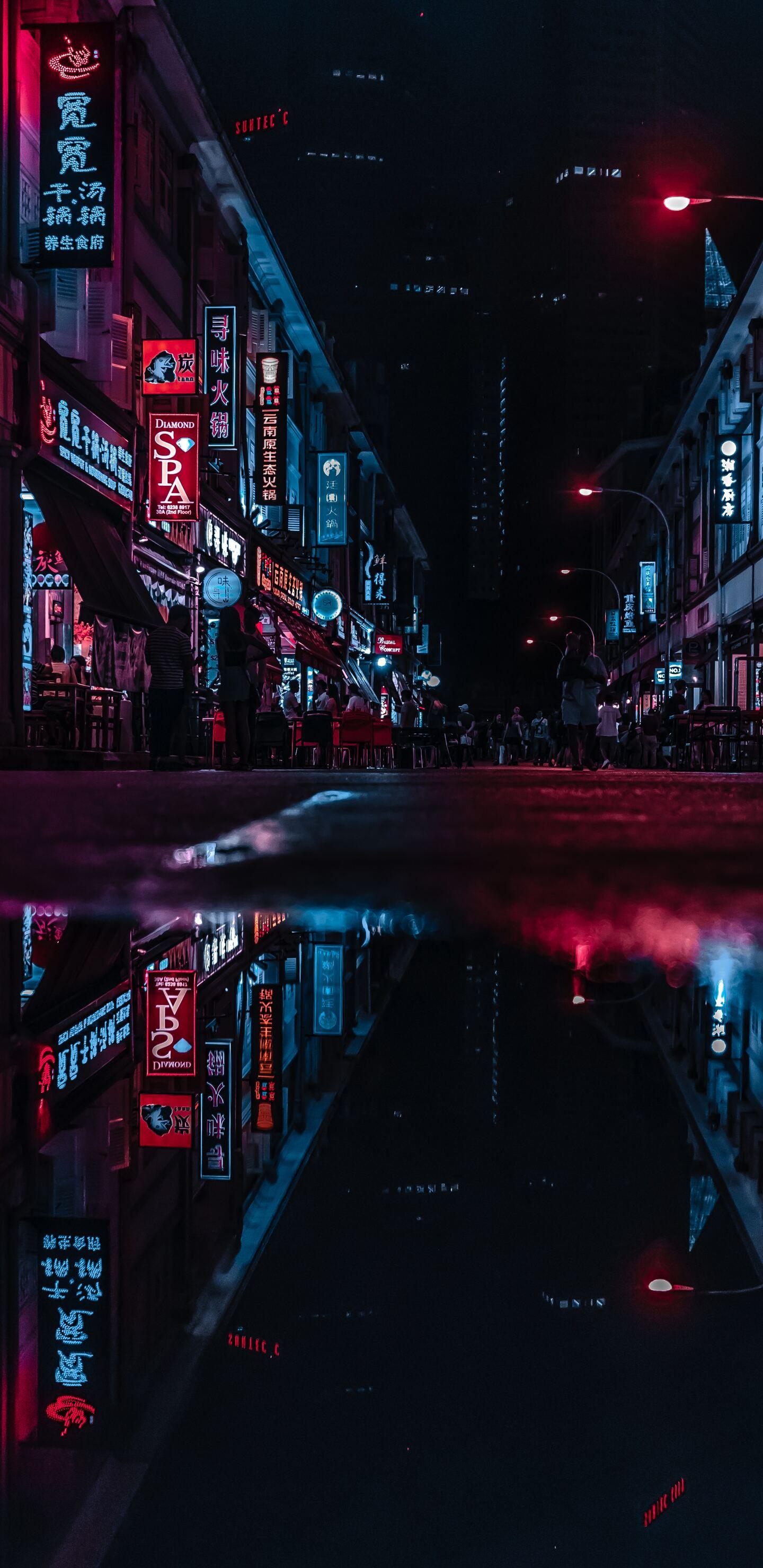 1440x2960 Asia Neon City Lights Reflections Samsung Galaxy Note S S SQHD HD 4k Wallpaper, Image, Background, Photo and Picture