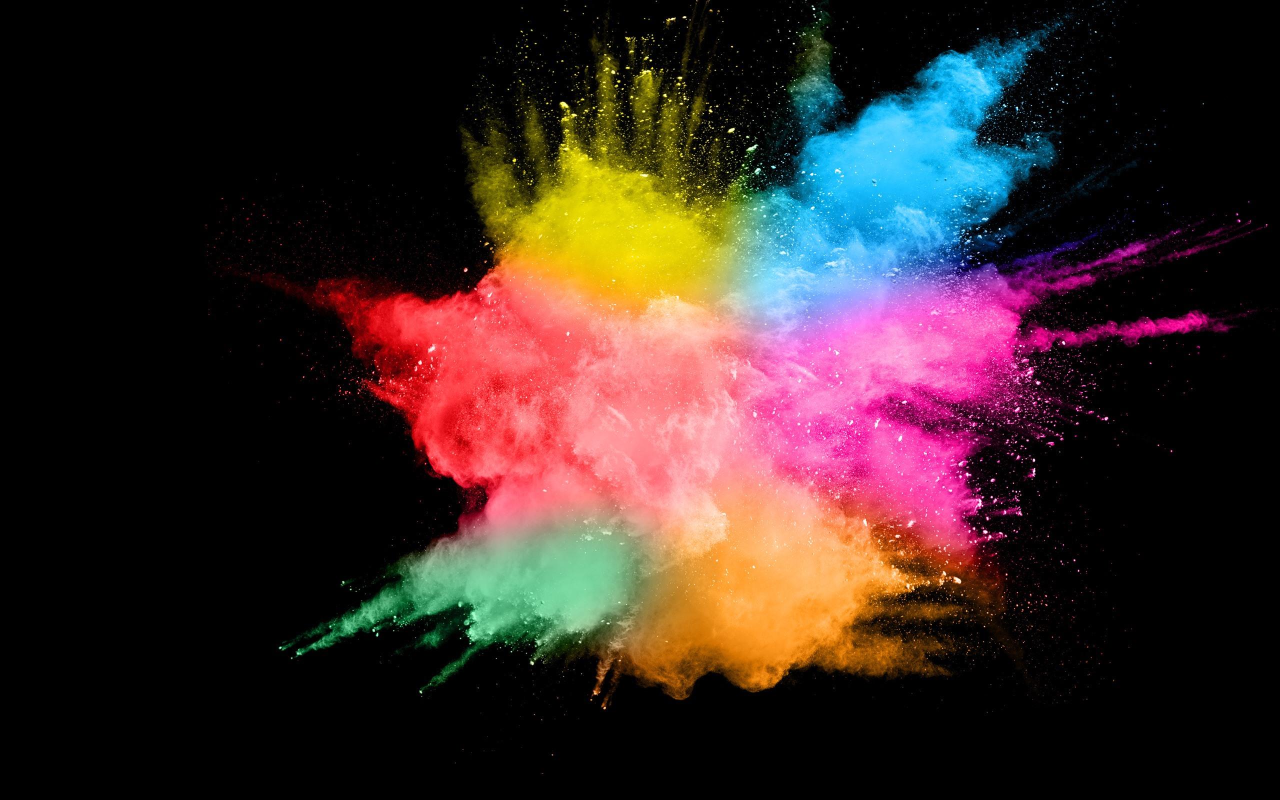 2560x1600 Wallpaper Colorful smoke, splash, abstract, black background 5120x2880 UHD 5K Picture, Image