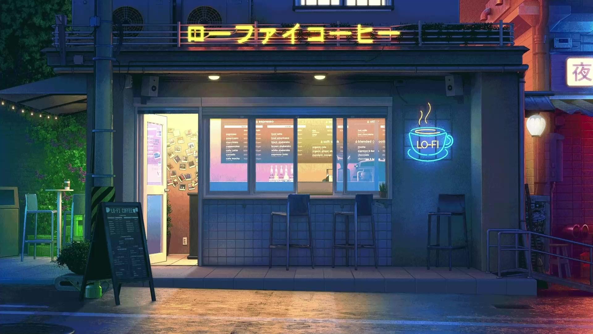 1920x1080 Lofi Coffee Shop Night Live Wallpaper