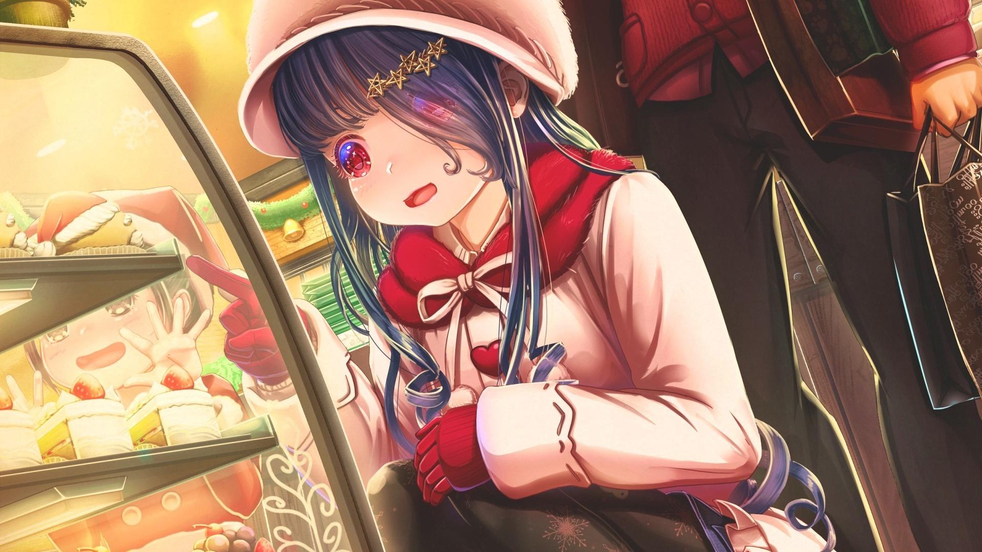 1920x1080 Desktop Wallpaper Cake Shop, Anime Girl, Cute, Long Hair, Original, Fun, HD Image, Picture, Background, 41e817