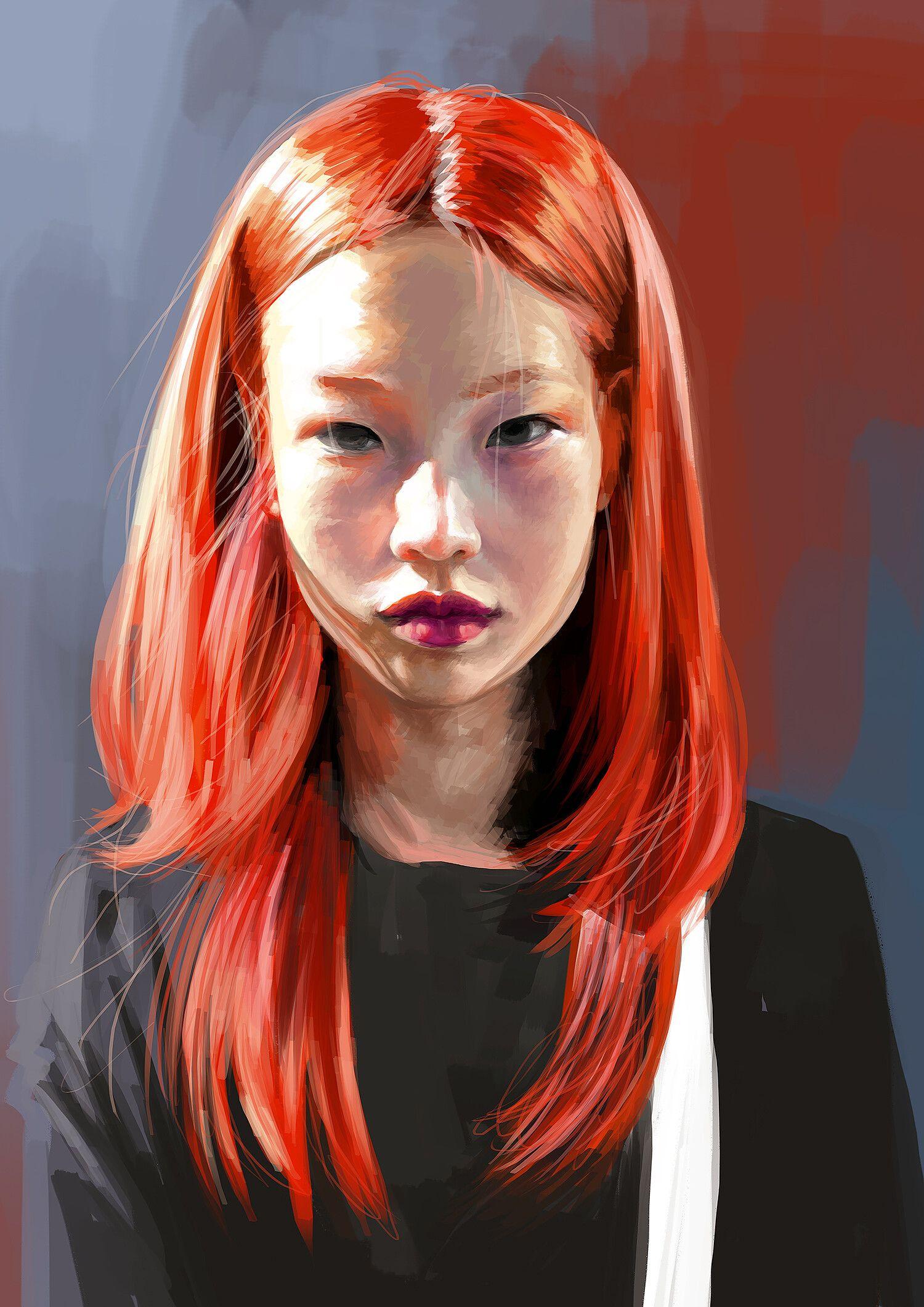 1500x2122 Face Study. HoYeon Jung by Annamarie GrayFace Study. HoYeon Jung. Girl face drawing, Portrait, Face study