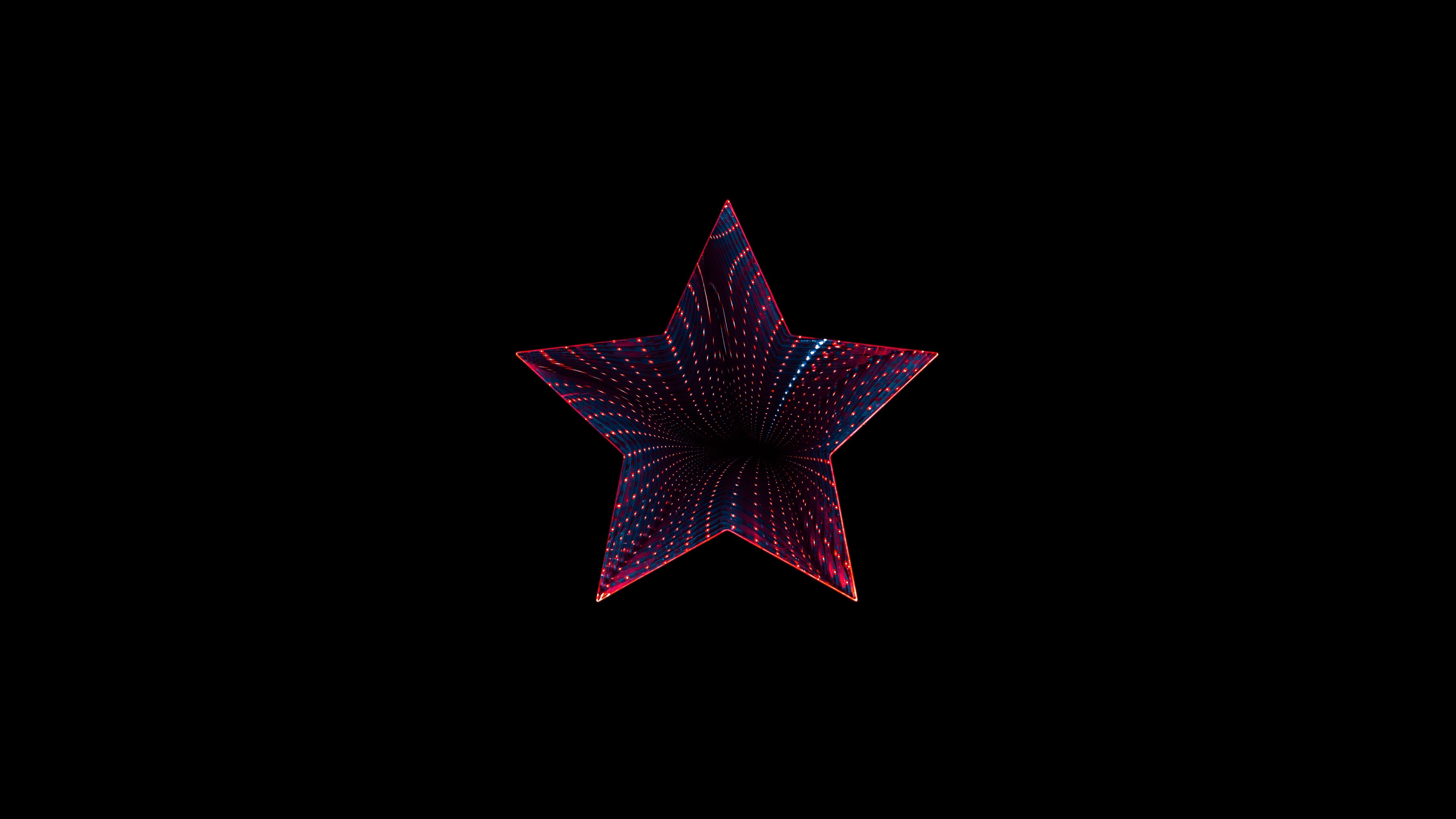 4480x2520 Star Wallpaper 4K, Neon, Black background, 5K, 8K, AMOLED, Abstract
