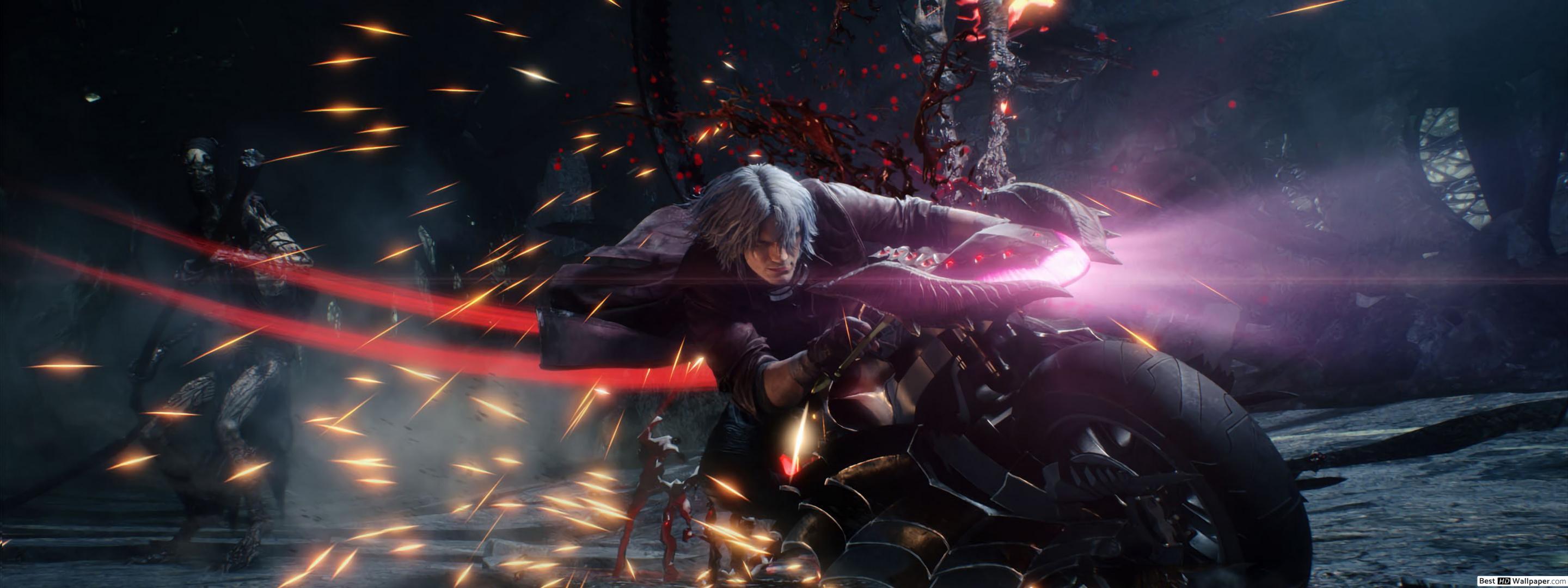 2880x1080 Dante' Motorcycle May Cry 5 [Video Game] HD wallpaper download