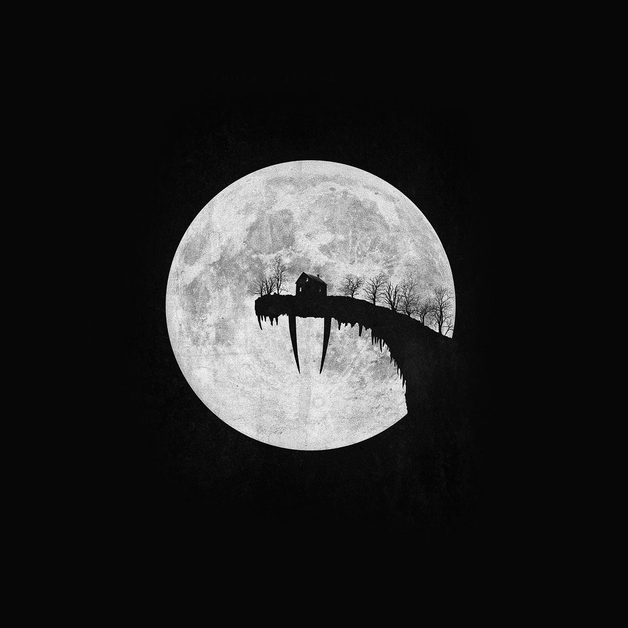 2048x2048 Tusk Moon Poster Illustration Art Dark Bw iPad Air Wallpaper Free Download